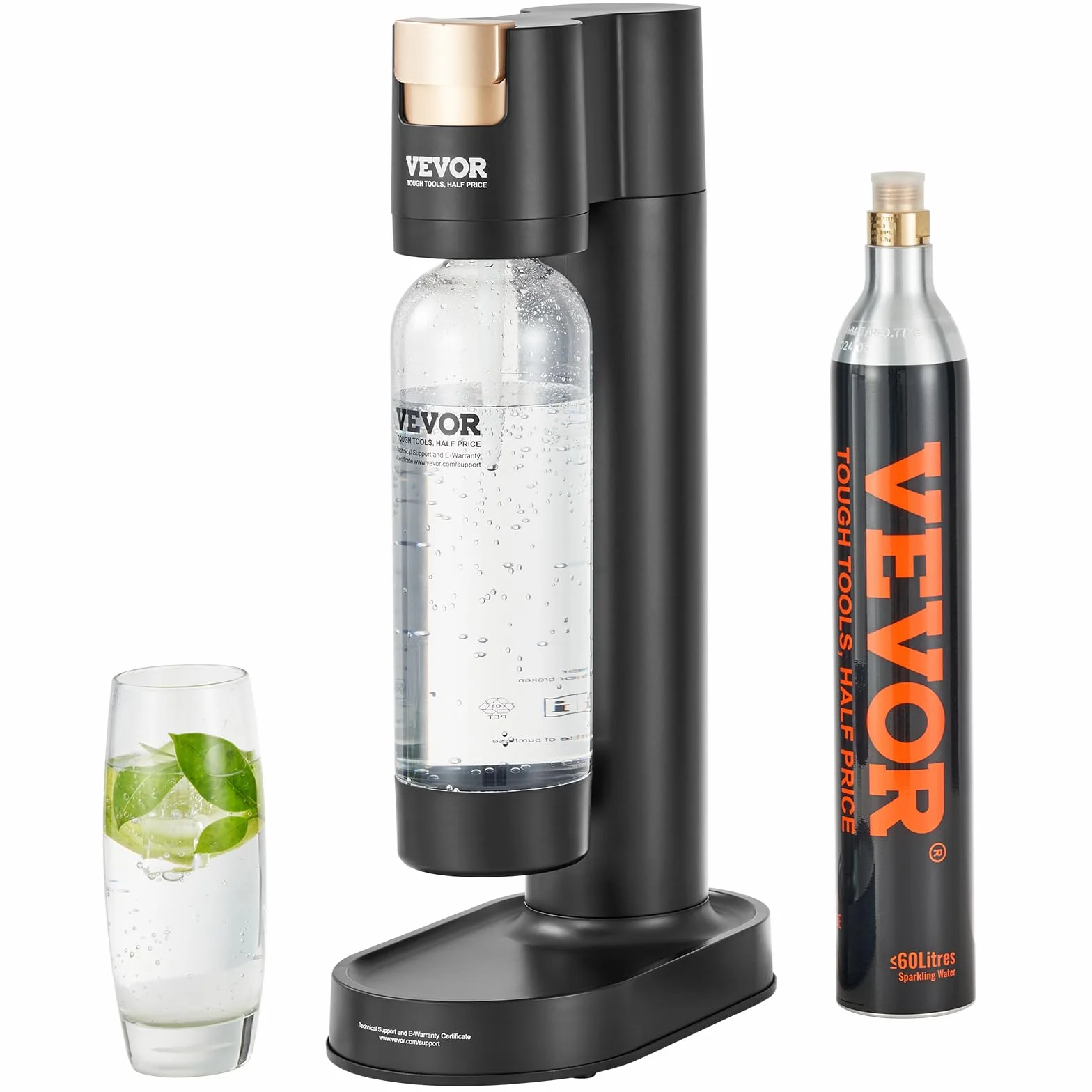 VEVOR Macchina Acqua Gassata, Macchina Acqua Gassata Soda per Carbonatazione Domestica con Bottiglia in PET da 1 Litro Senza BPA, 1 Bombola di CO2 Compatibile con Bombola di CO2 Avvitata da 60 Litri