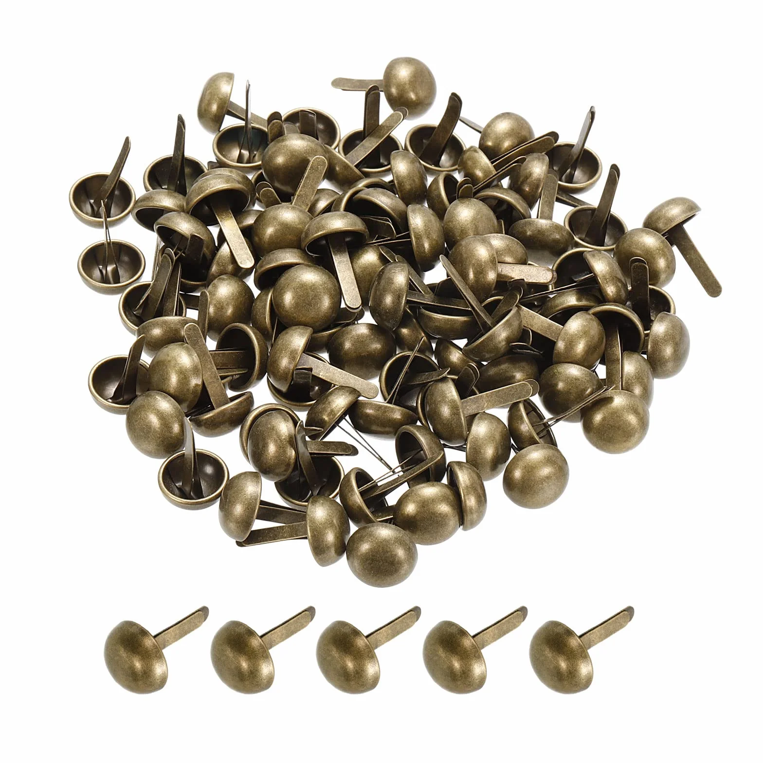 PATIKIL 100pz 12x20mm Mini Puntine Carta Fissaggi Rotondo Bronzo Tono per Arte Scrapbooking