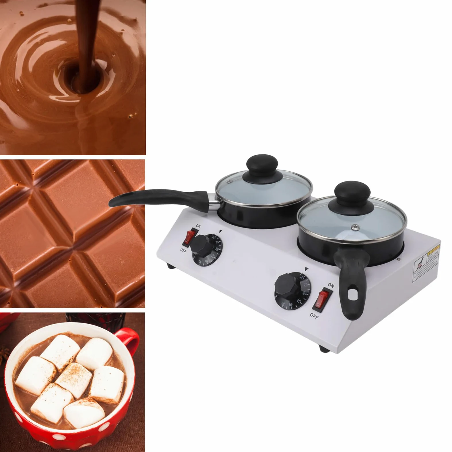 Wakects Macchina elettrica per fusione di cioccolato fusione in alluminio alimentare fusore cioccolato 2 serbatoi Elettrico Tempering Pot (EUspina 220 V)