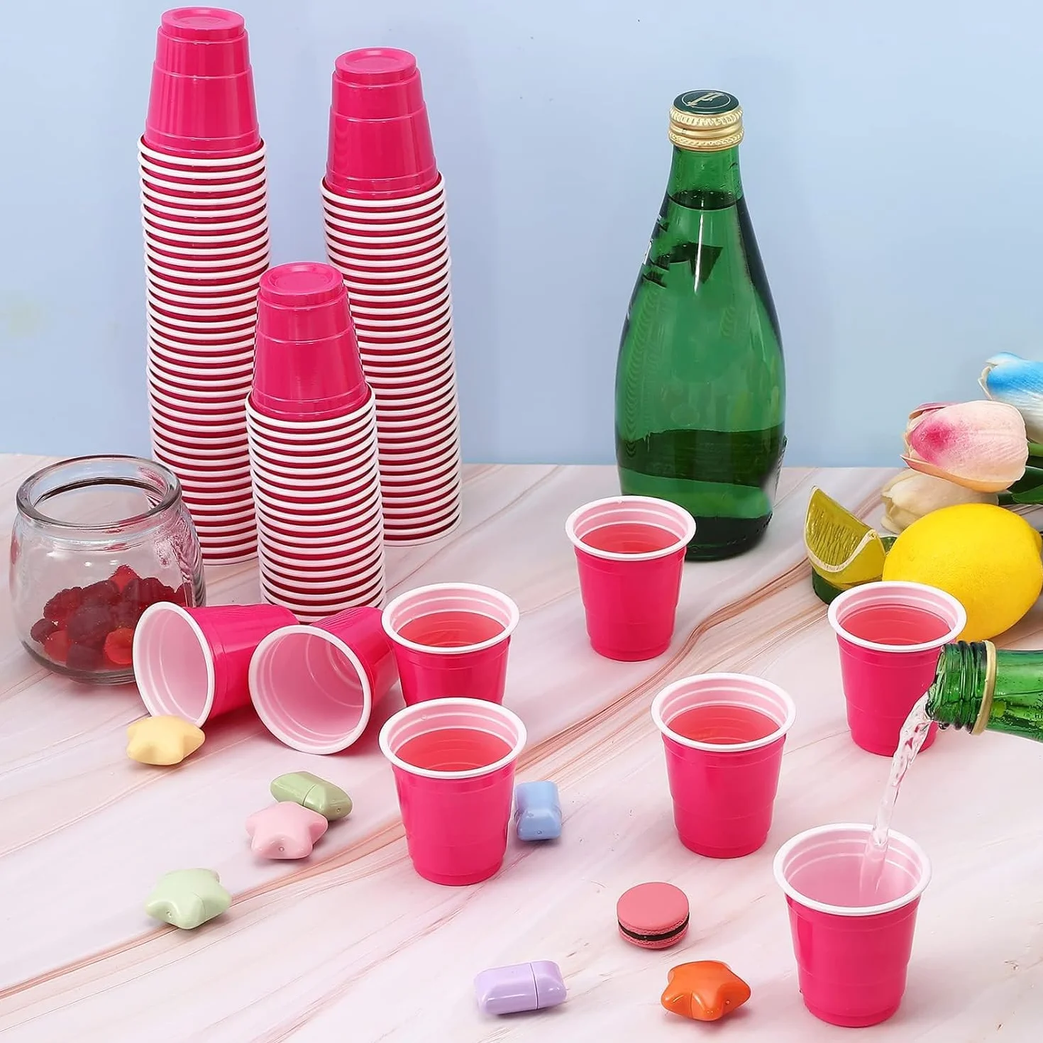 Bicchierini da shot in plastica usa e getta rosa 56,7 g 200 szt. na feste