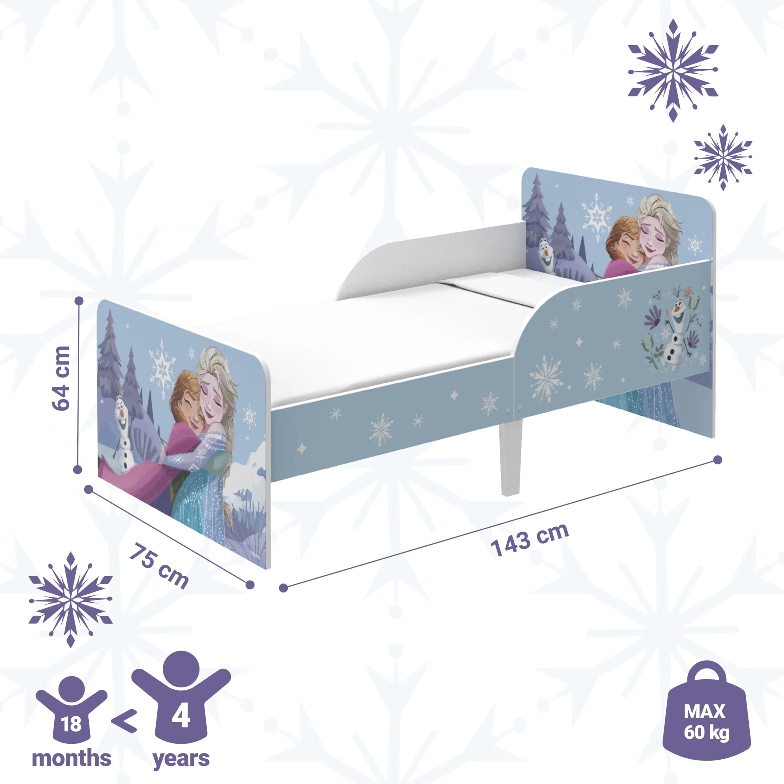 Disney Letto in Legno Elsa ed Anna Frozen