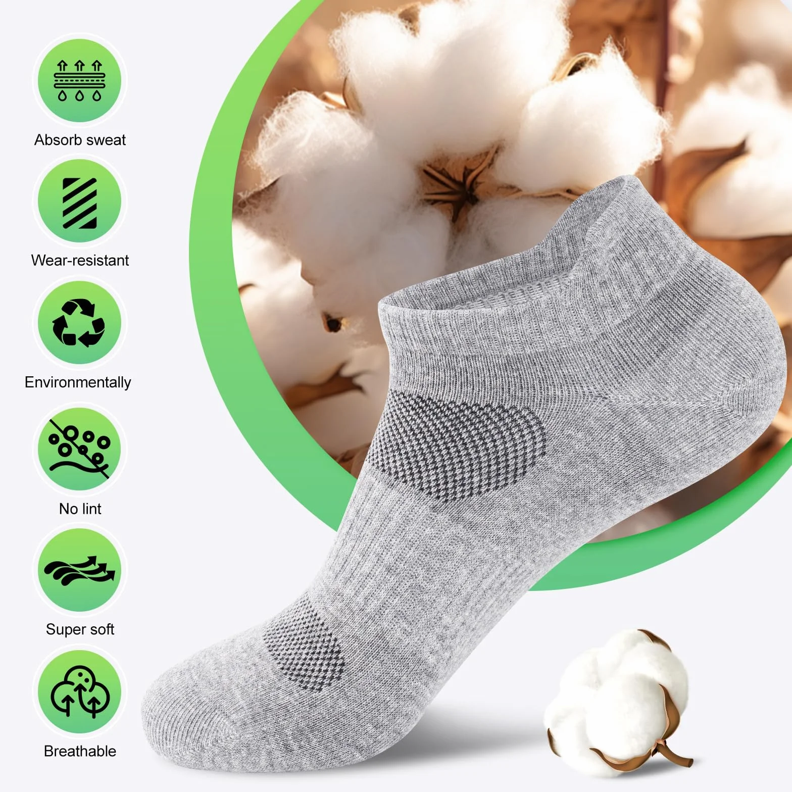Niorasen Calzini Uomo 10 Pares Traspirante Cotone Estive