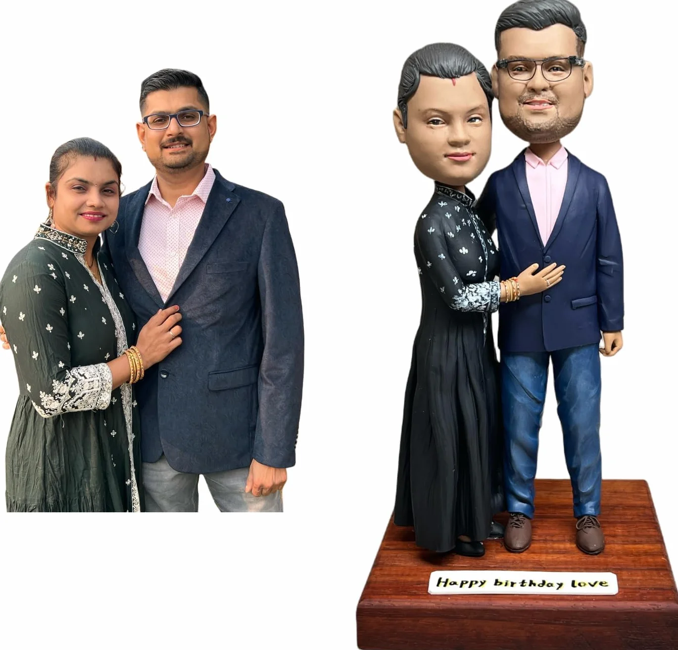 Statuetta Bobblehead Personalizzata - Bobble Head Regalo Con Foto Reale - Ornamento Da Tavolo per San Valentino, Natale, Compleanno, Matrimoni