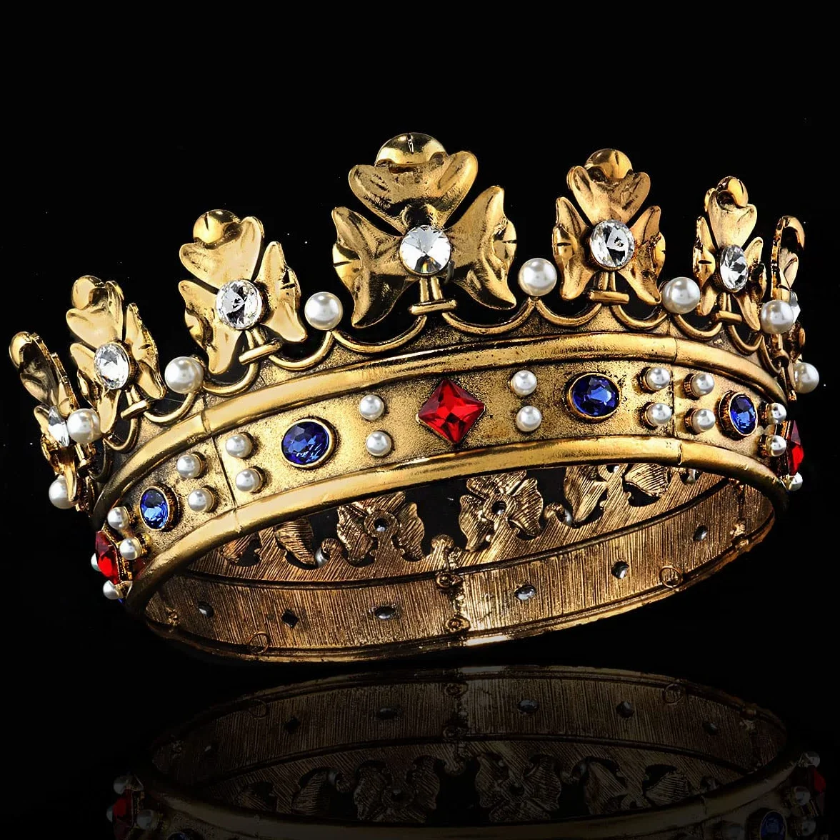 Corona Reale Barocca da Uomo in Metallo Principe Accessori per Capelli Cosplay