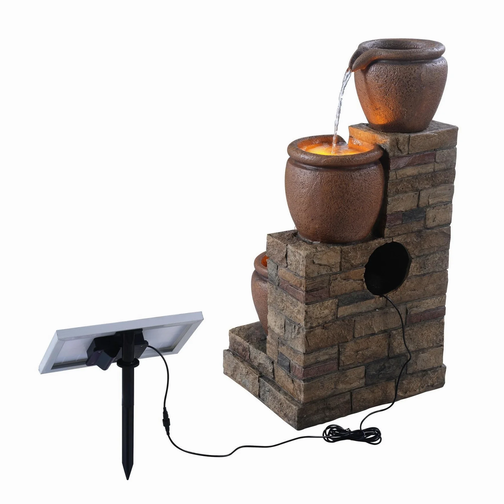 Teamson Home Fontana a cascata a 4 ripiani a energia solare, 78 cm, per ambienti esterni, terracotta