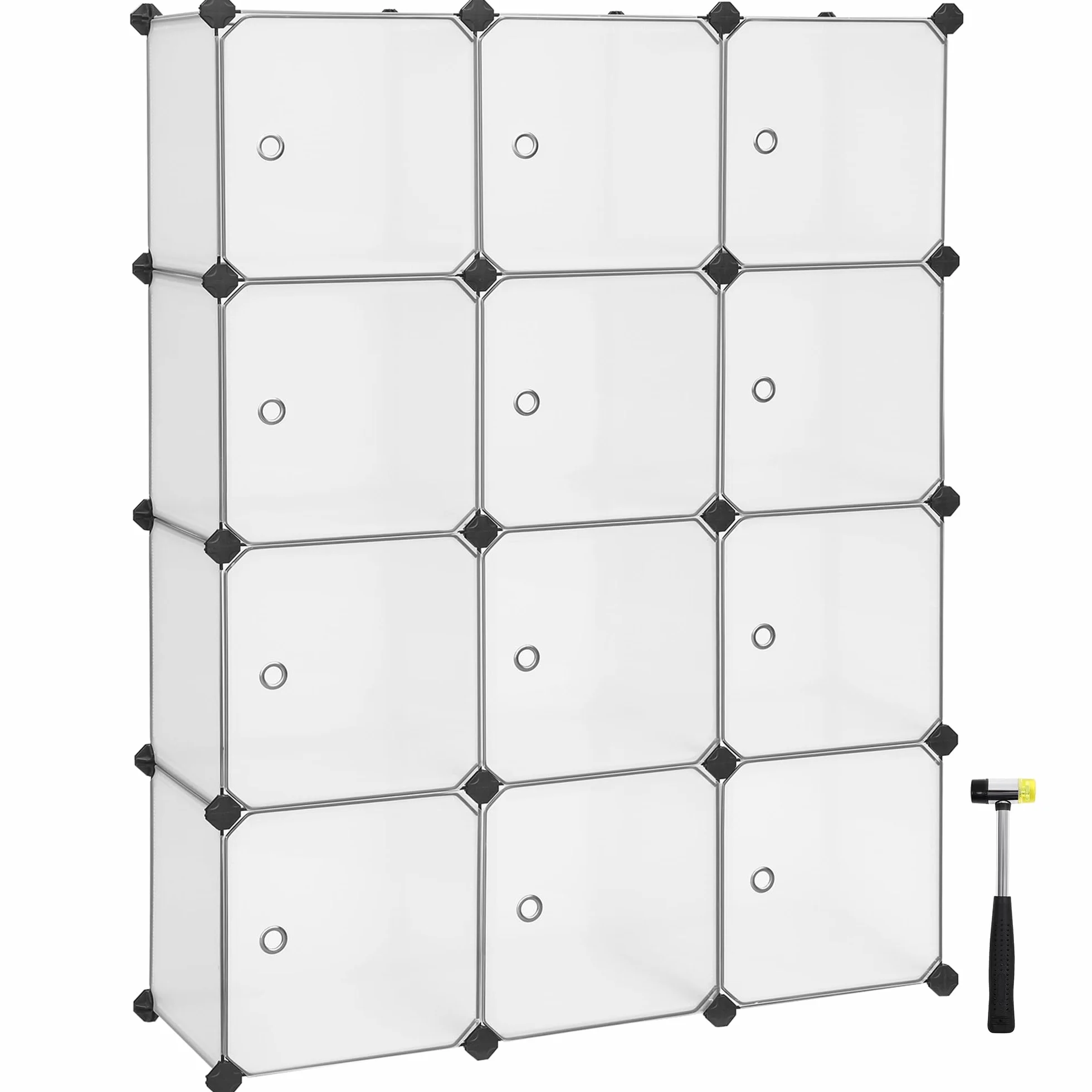 SONGMICS Armadio a 12 Cubi Portaoggetti con Ante, Bianco LPC342W01