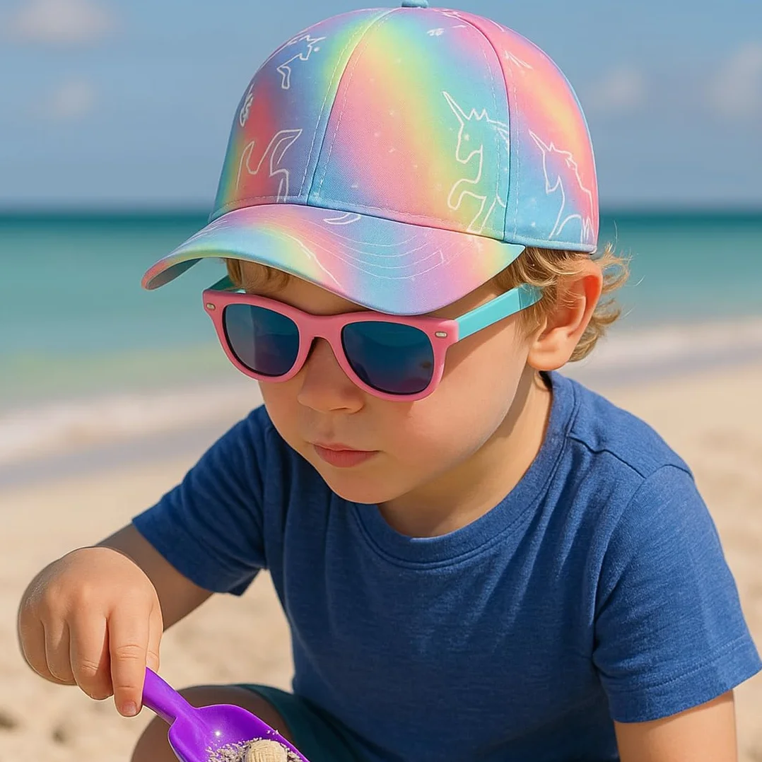 Cappellini da Baseball per Bambine, Occhiali da Sole Polarizzati Regolabile Cappello Baseball Protezione UV Berretto per Ragazza Estivo Regalo