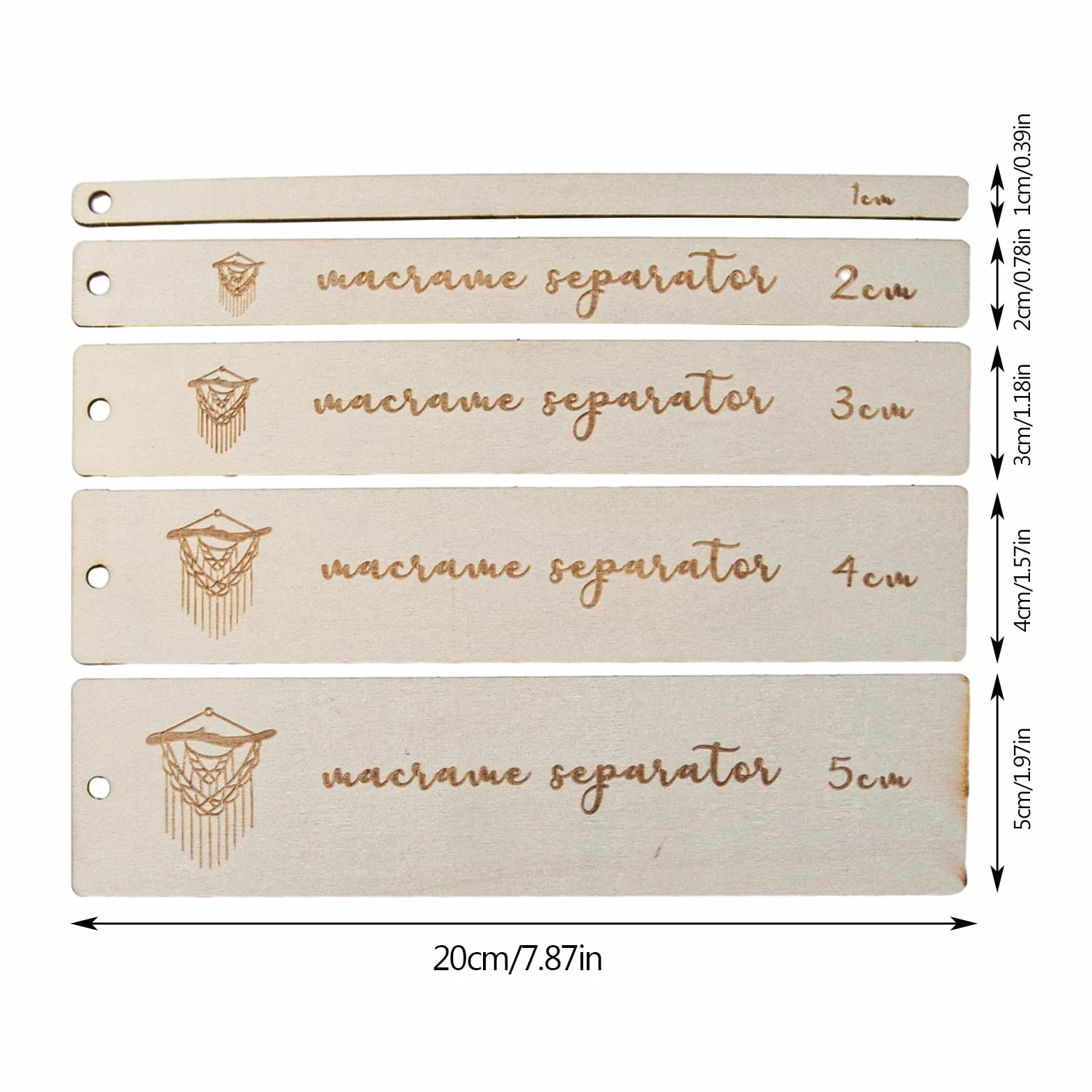 Strumento di spaziatura macramè in legno - Righello guida separatore, aiuti per intrecciare corda