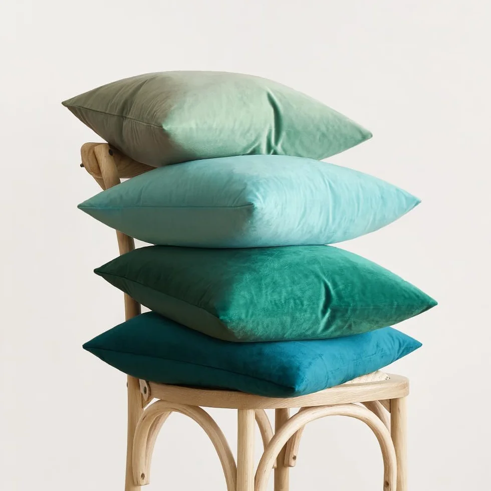 MIULEE Federe Cuscini in Velluto Decorativi 2 Pezzi 40x40 cm Blu Lago