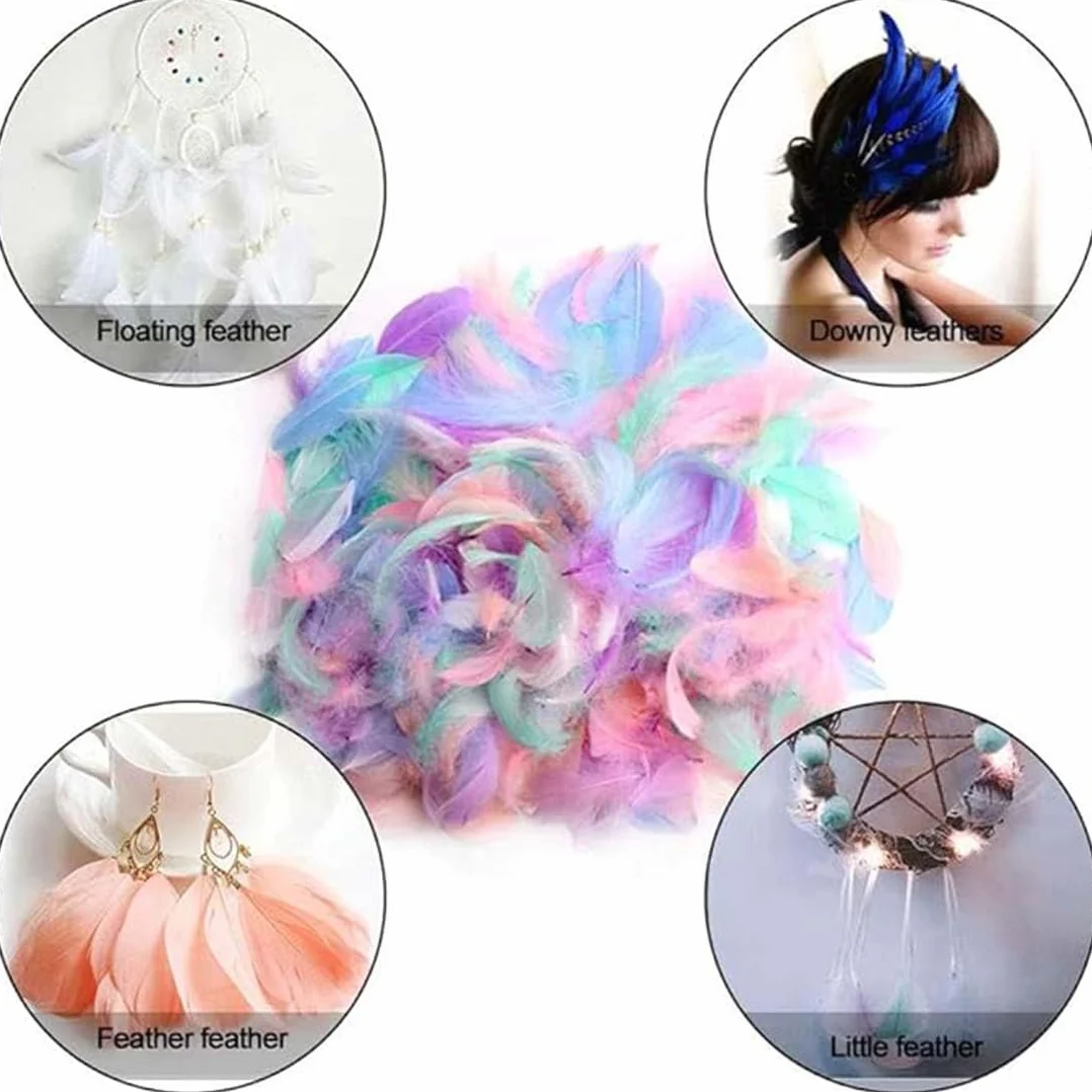 Piume decorative 200 pezzi per fai da te, orecchini, acchiappasogni