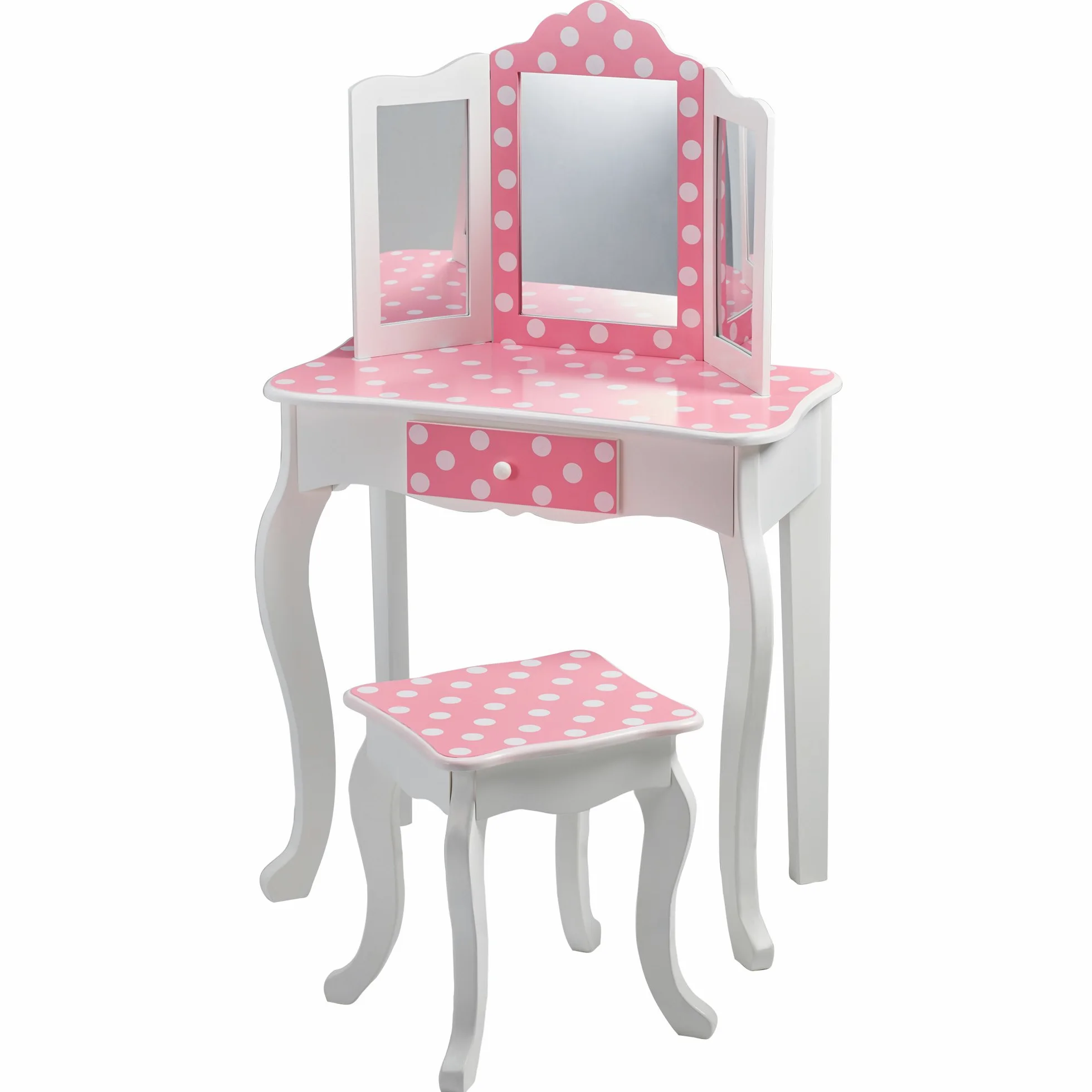 Toletta in Legno Rosa con Sgabello e Specchio per Bambini Teamson Kids TD-11670F