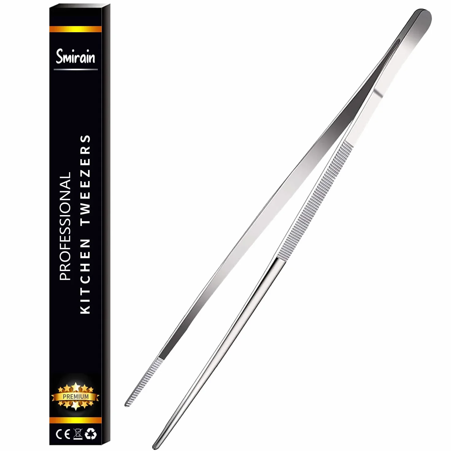 Pinze Cucina Acciaio 16-40cm, Pinza da Chef Alta Precisione, Barbecue, Bistecca, Hamburger, Pasta, Multiuso 30cm