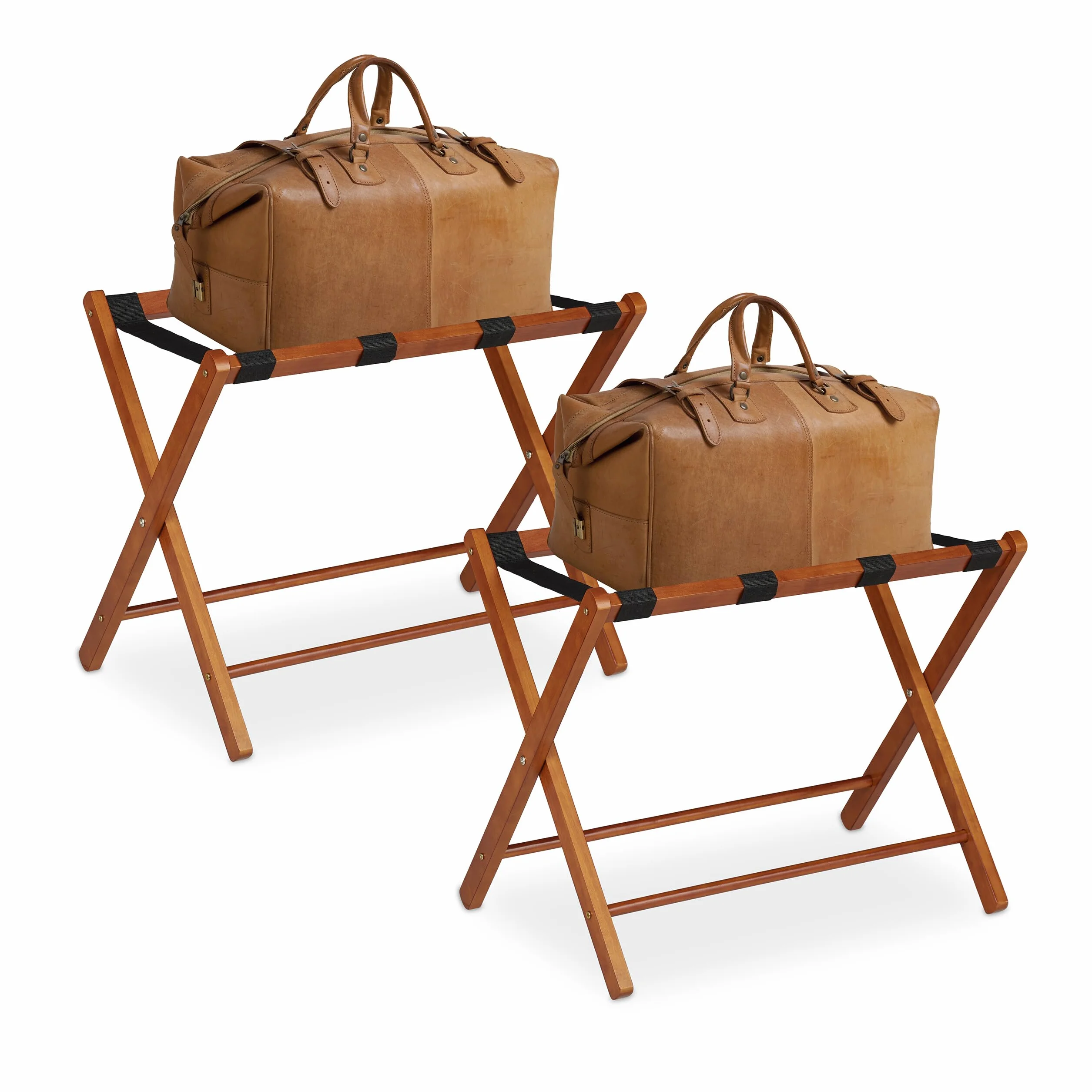 Relaxdays Portavaligie da Camera in Legno Pieghevole 54x66x48 cm Naturale Set da 2