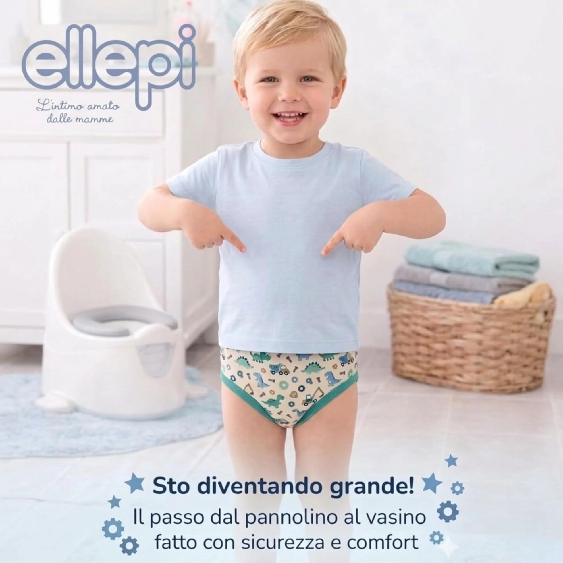 Ellepi Slip Trainer Spannolinamento 100% Cotone Impermeabile 3 Szt. Dino Giallo 3 Anni