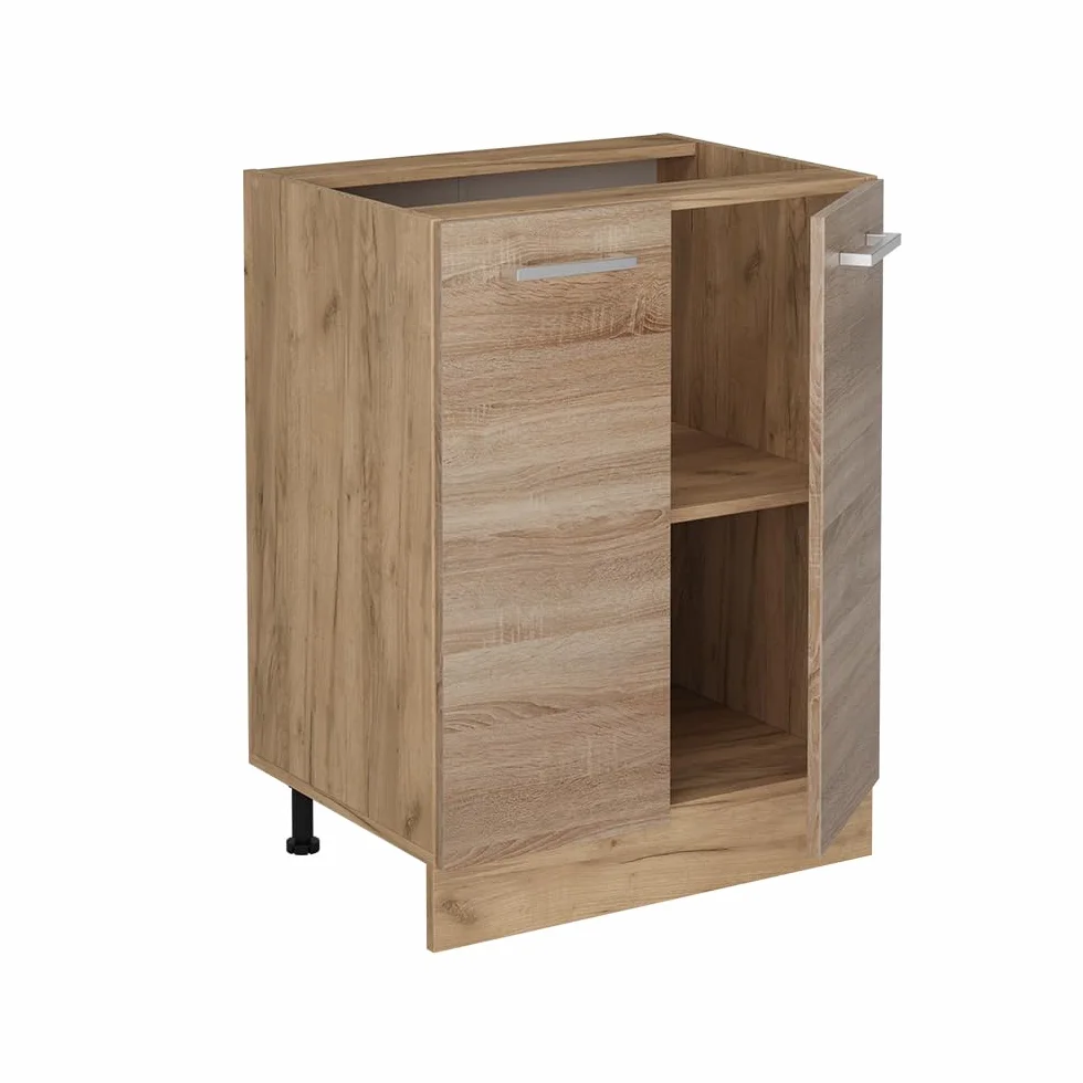 Vicco Mobiletto base cucina R-Line, Sonoma, 60 cm senza piano di lavoro, per la libera combinazione all'interno di sistemi cucina modulari