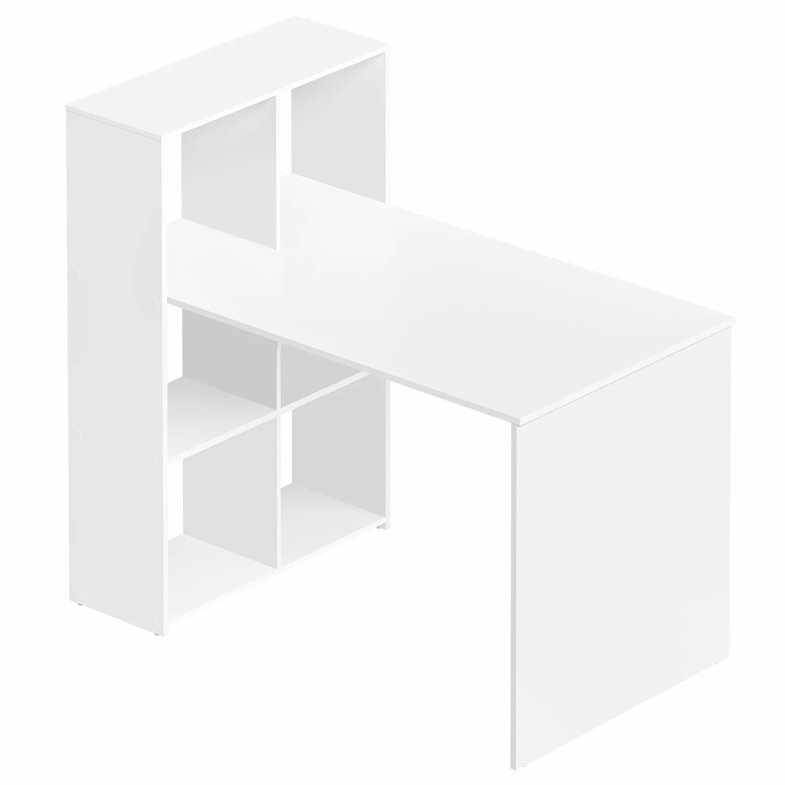 eSituro Scrivania con Libreria a 3 Ripiani, 120 x 63 x 111 cm, Bianca | 6 Scomparti Aperti, Design Salvaspazio, per Studio e Camera da Letto