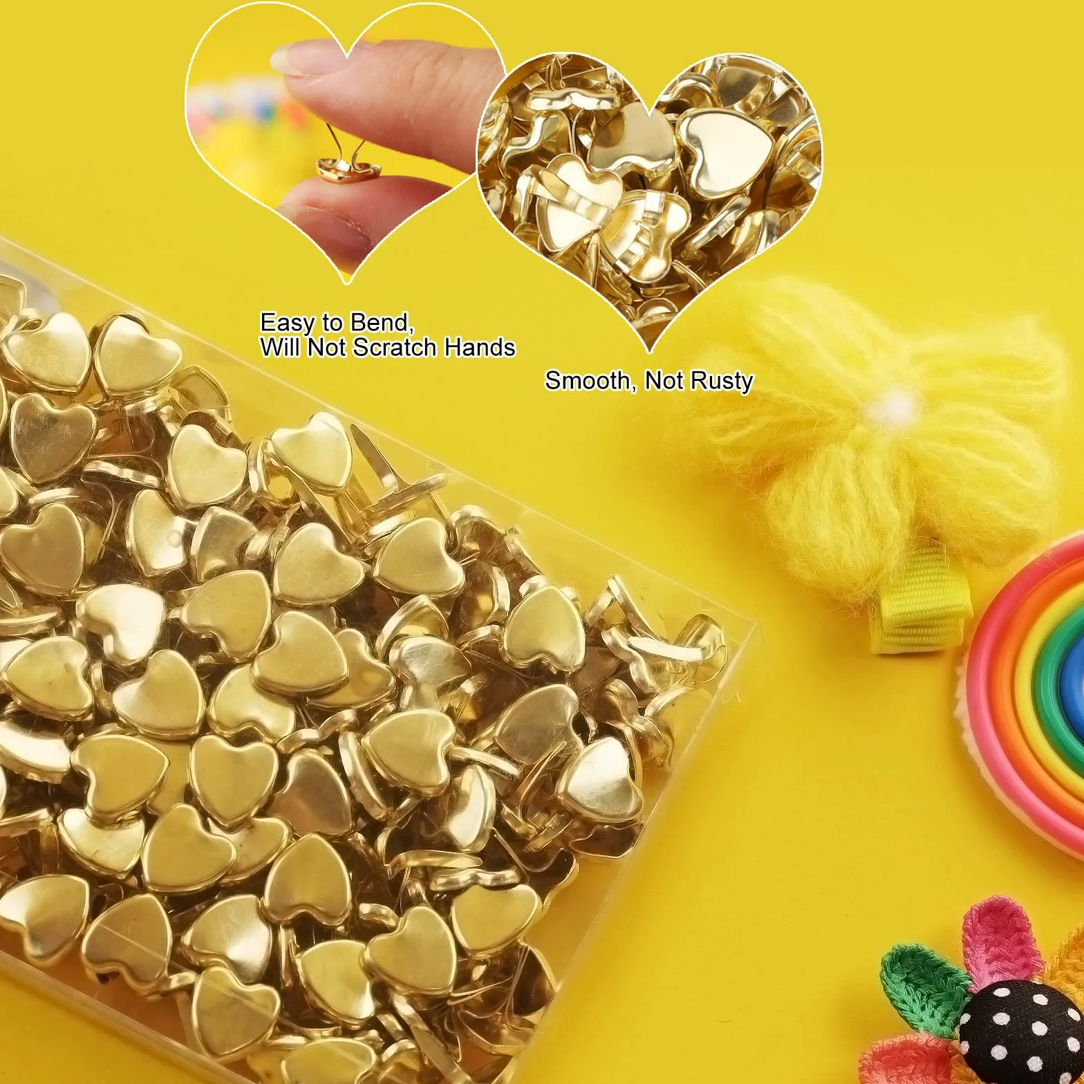 200 Pezzi Fermacampioni a Forma di Cuore in Metallo per Scrapbooking Decorazioni DIY
