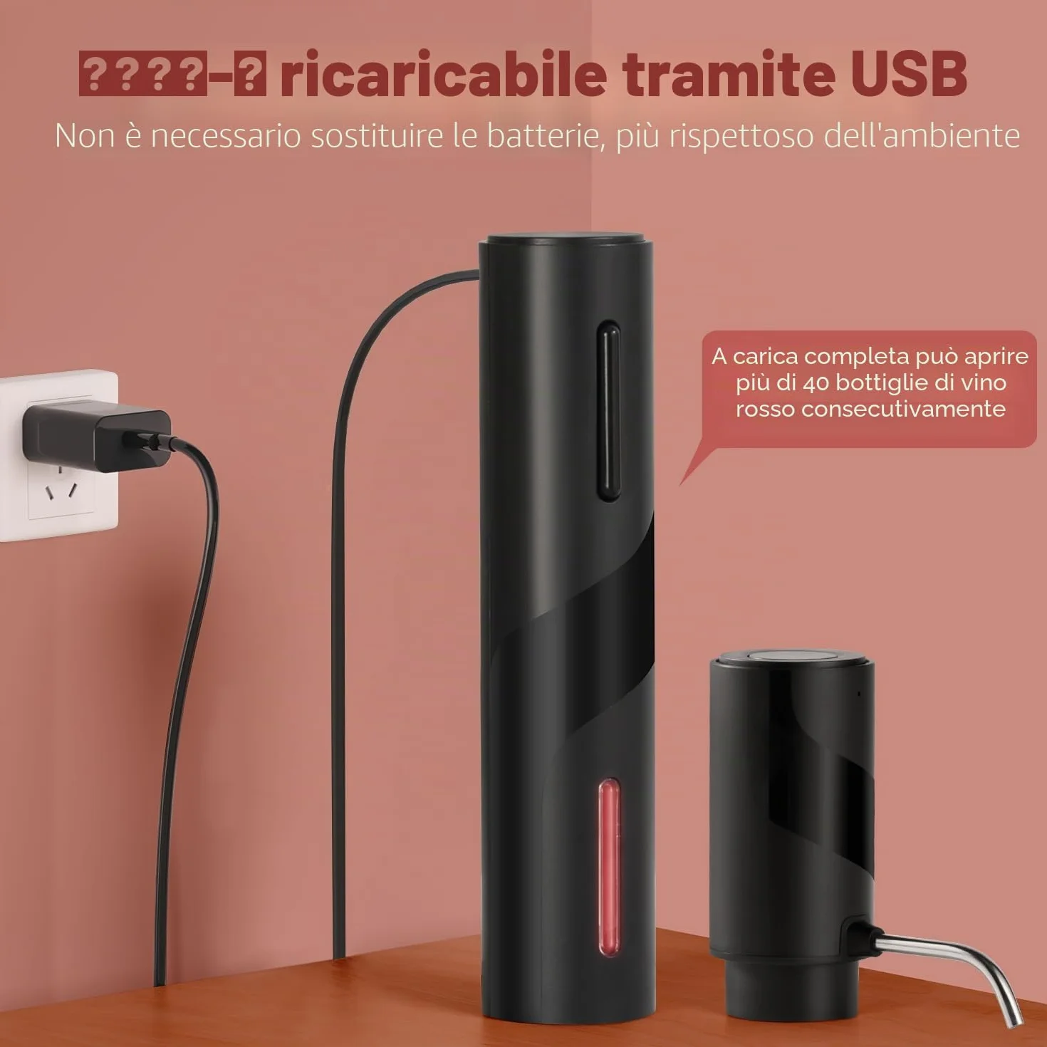 ZOYIDOUX Cavatappi Elettrico Ricaricabile Apribottiglie Vino 4 in 1 Kit Regalo