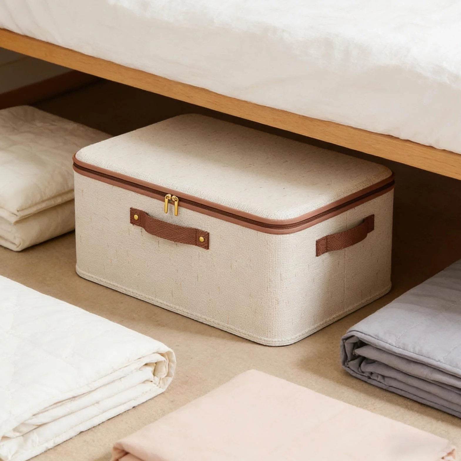 Contenitori in tessuto per decluttering, pieghevoli, di grande capacità, con panno traspirante e pannelli laterali rinforzati per maglioni, asciugamani, abiti e sistemi di spazio per armadi