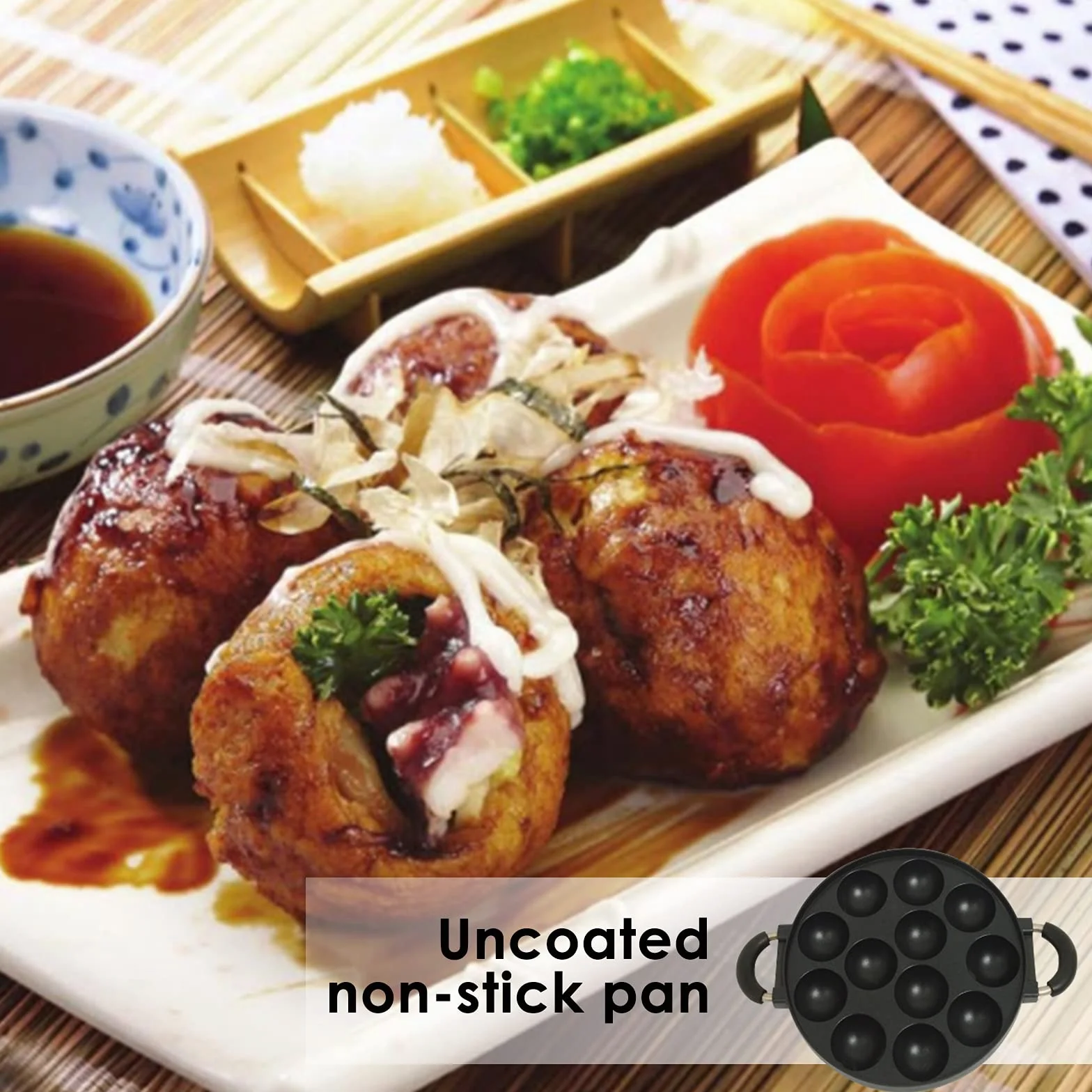 Piastra Takoyaki Antiaderente in Ghisa per Polpo, 15 Trous, Rotonda in Lega di Alluminio, Accessori per Cottura Domestica