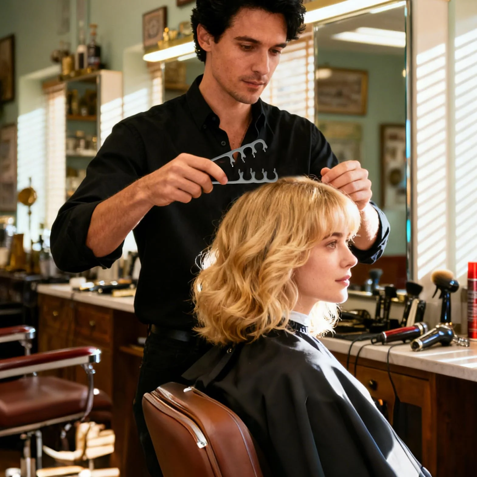 Pettine volumizzante a denti larghi per styling texture, toelettatore compatto da viaggio