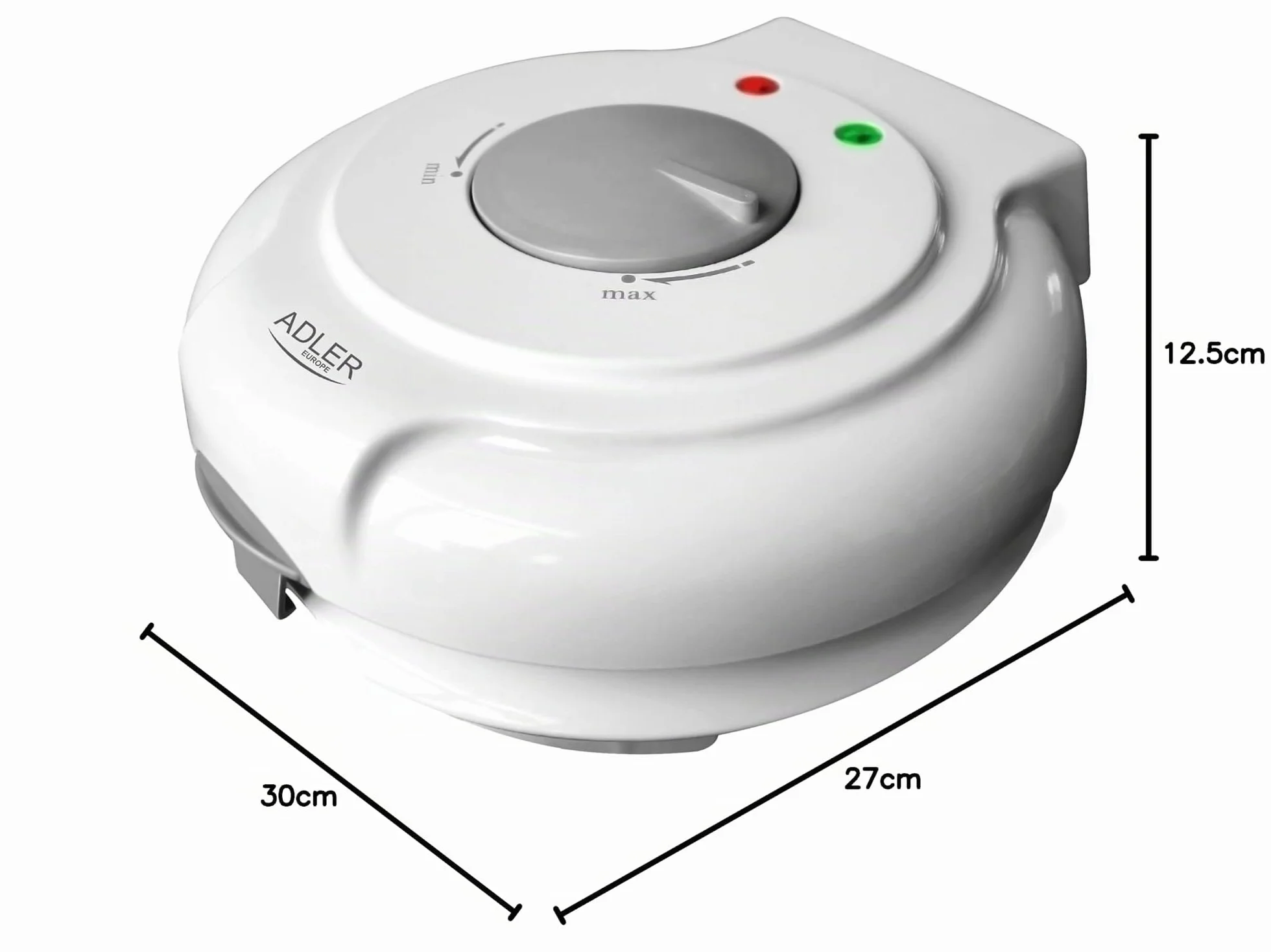ADLER Macchina per cialde, Diametro 18 cm Piastre Antiaderenti, Regolatore di Temperatura, Coni per Gelato, Wafer Maker Bianco, 1500 W