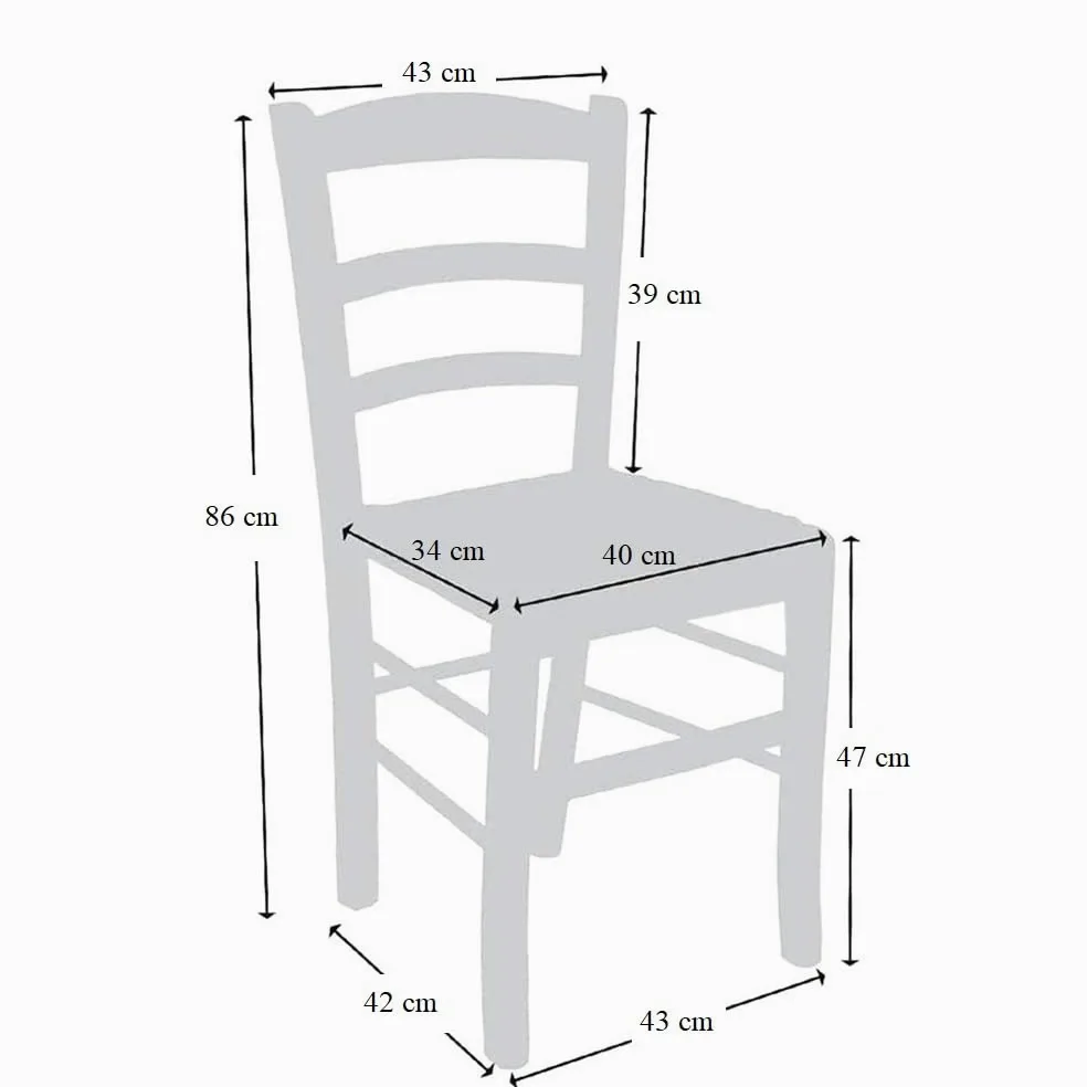 VIRSUS Set 4 Sedie Paesana in Legno Massello, Misura 43x42x86 cm, Sedia Tradizionale Robusta, per Casa, Cucina, Agriturismo, Ristorante, Made in Italy (Noce Scuro)