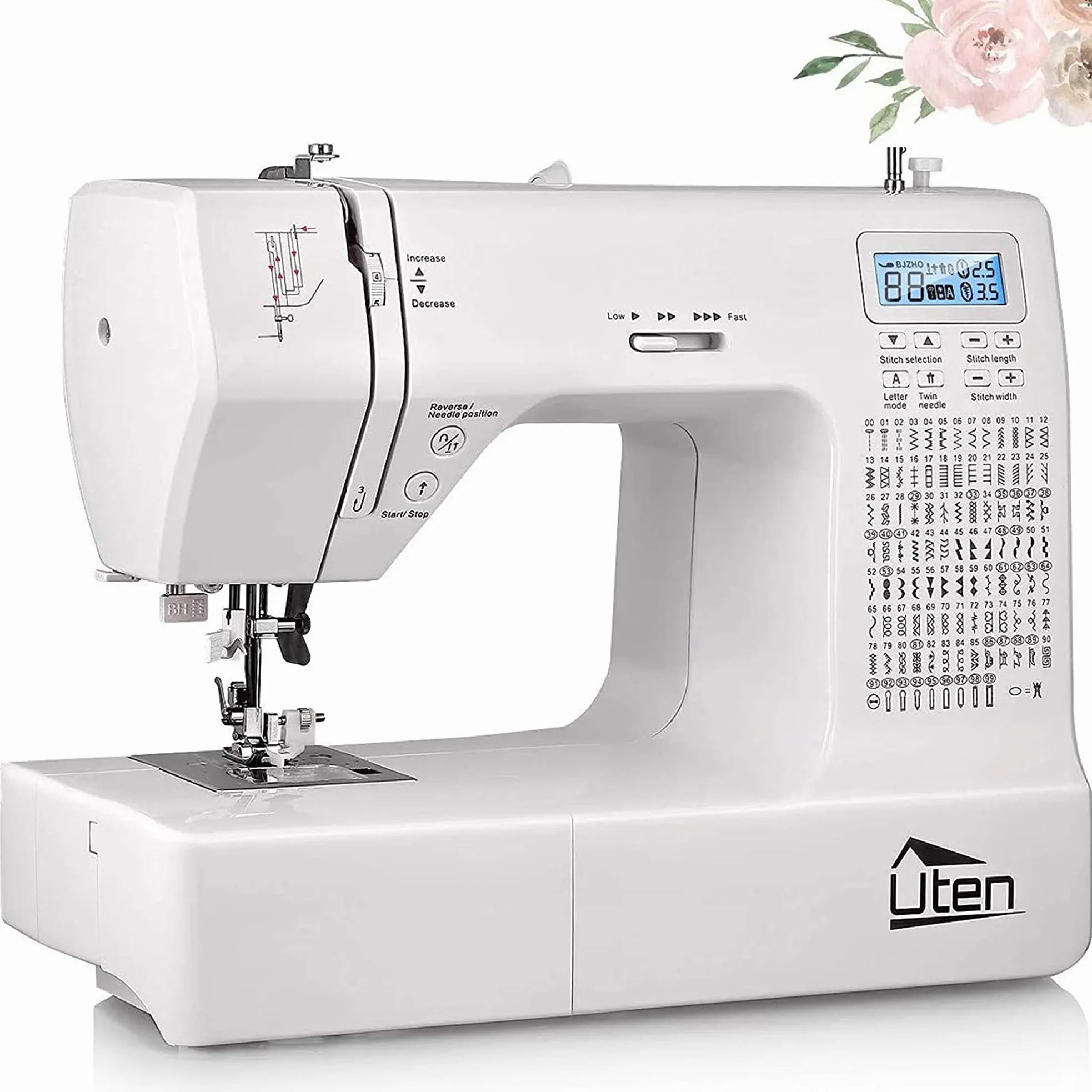 Uten Macchina da Cucire elettronica Overlock 200 Pedale Macchina per Cucire Professionale Bianco