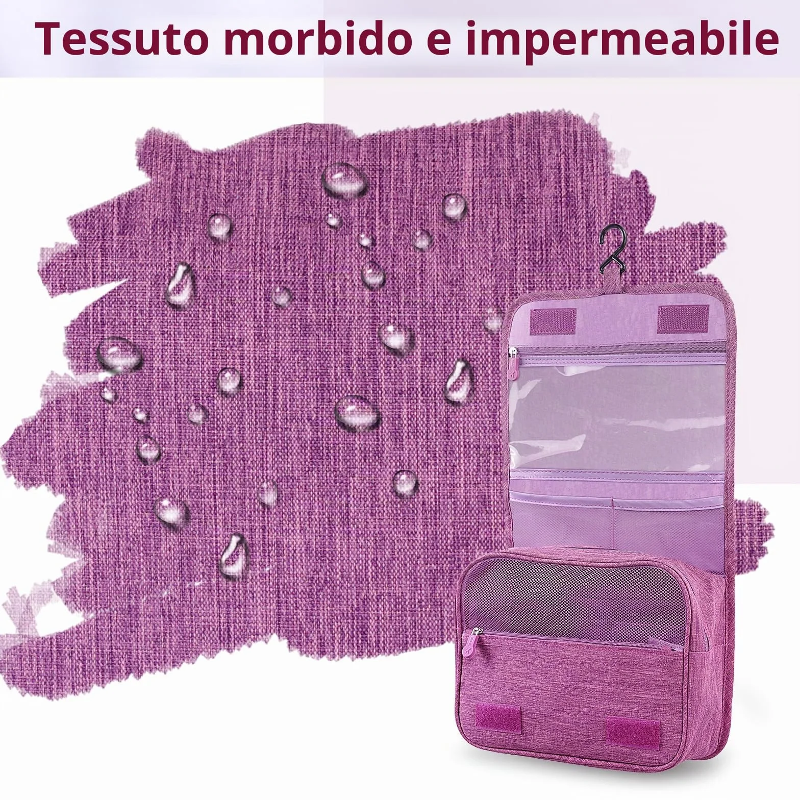 AiQInu Beauty Case da Viaggio, Borsa Toilette Impermeabile con Gancio per Appendere per Donna Uomo