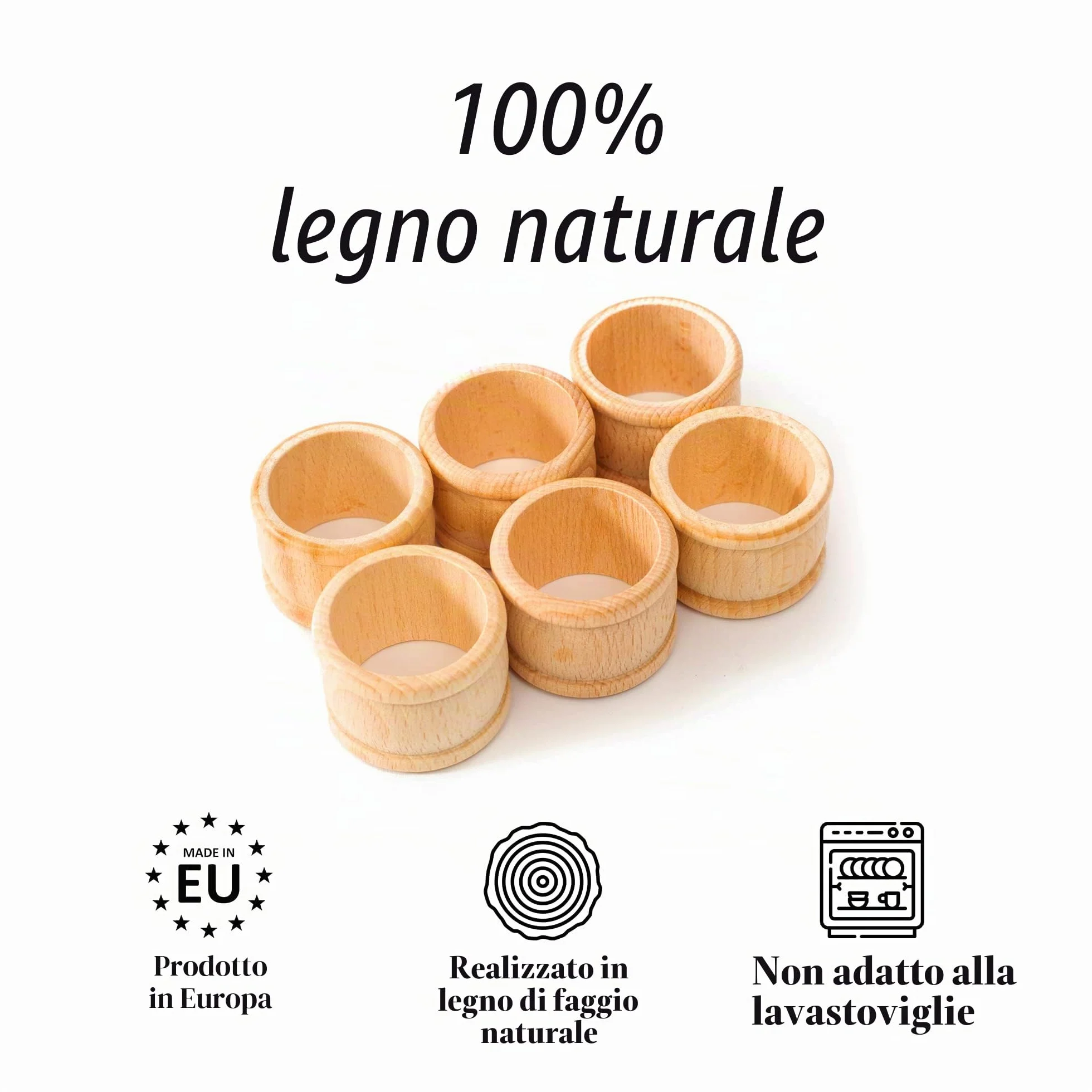 tuuli Kitchen Set di 6 pezzi Portatovaglioli in Legno per Tavolo Decor Φ 4,3 cm
