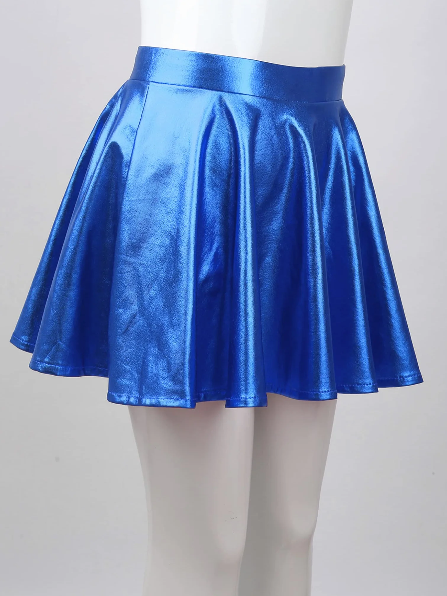 Bambine Ragazze Gonna Ballo Danza Aline Mini Pieghettata Svasata Metallo Lucido
