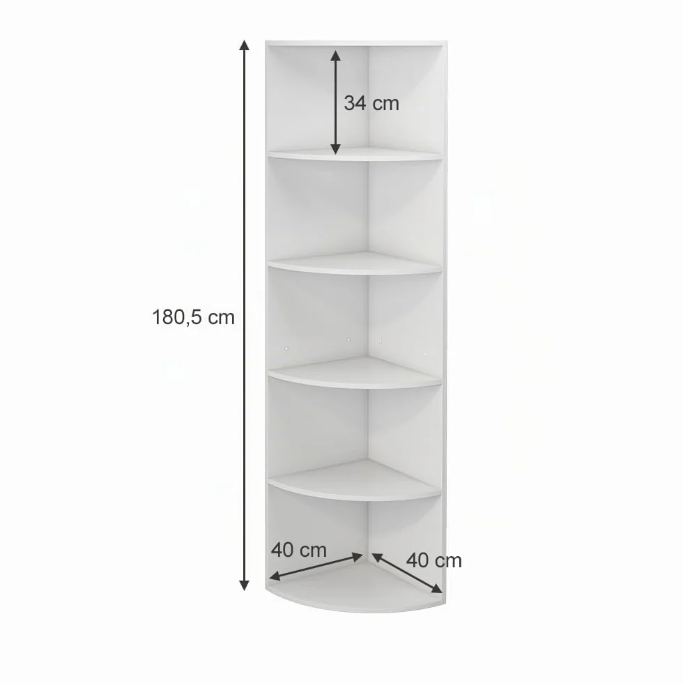 Vicco Libreria Fabienne, Bianco, 40 x 180 cm con 5 scomparti, adatto al montaggio a parete per una configurazione flessibile degli spazi