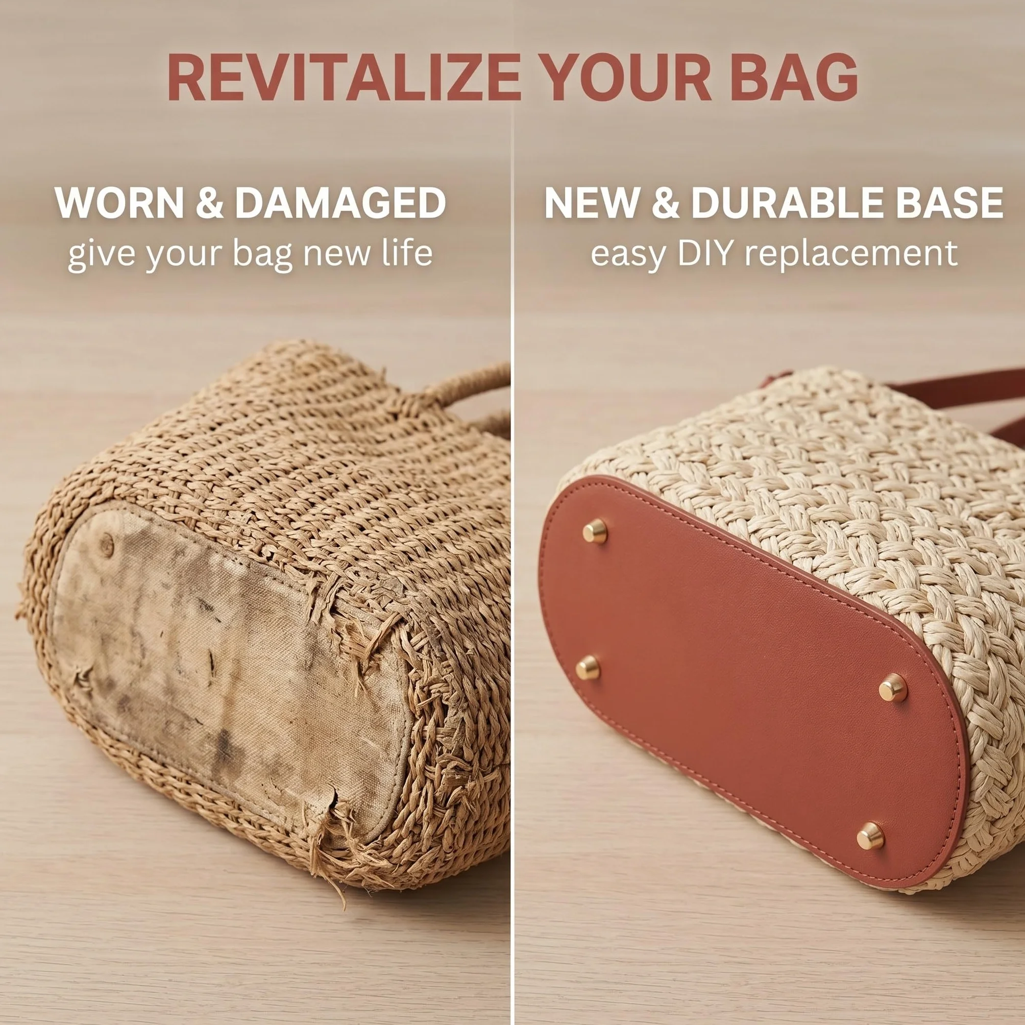 Set di 4 Basi Borsa Pelle PU Fondo Borsa Uncinetto 22x10cm Fondi per Borse Uncinetto con Fori