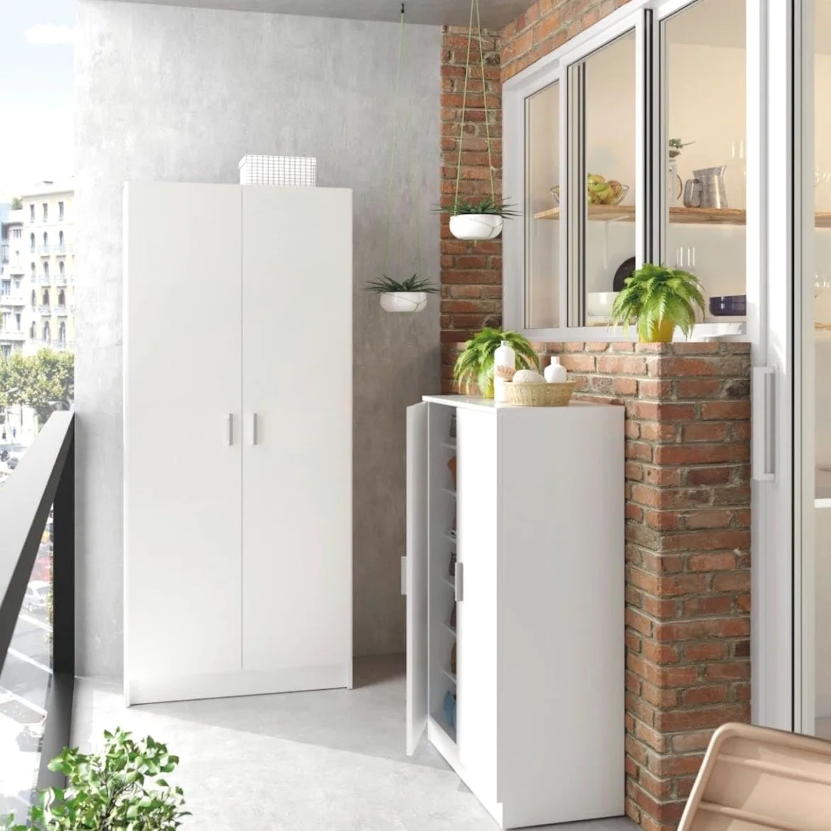 Trentiner Armadio portascope con 2 ante e 2 ripiani regolabili in altezza e estraibili salvaspazio H: 108 cm L: 55 cm rovere | Creta