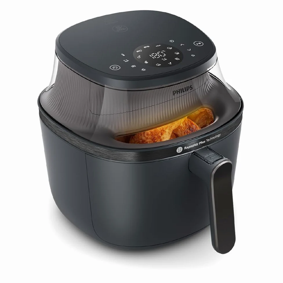 Philips Airfryer Serie 3000: Friggitrice ad aria da 6,2L con finestrella, Tec. RapidAir Plus, 16 modalità di cottura, 90% grassi in meno, facile da pulire, touchscreen, risparmio energetico (NA330/00)