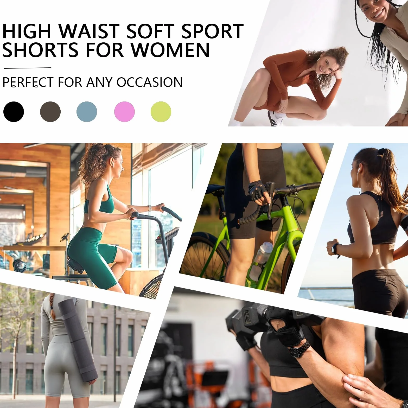 Pantaloncini Donna Dportivi Vita Alta Pantaloncini Donna Palestra Coscia Antisfregamento Running Shorts Leggins Push Up Corti Ciclisti Shorts