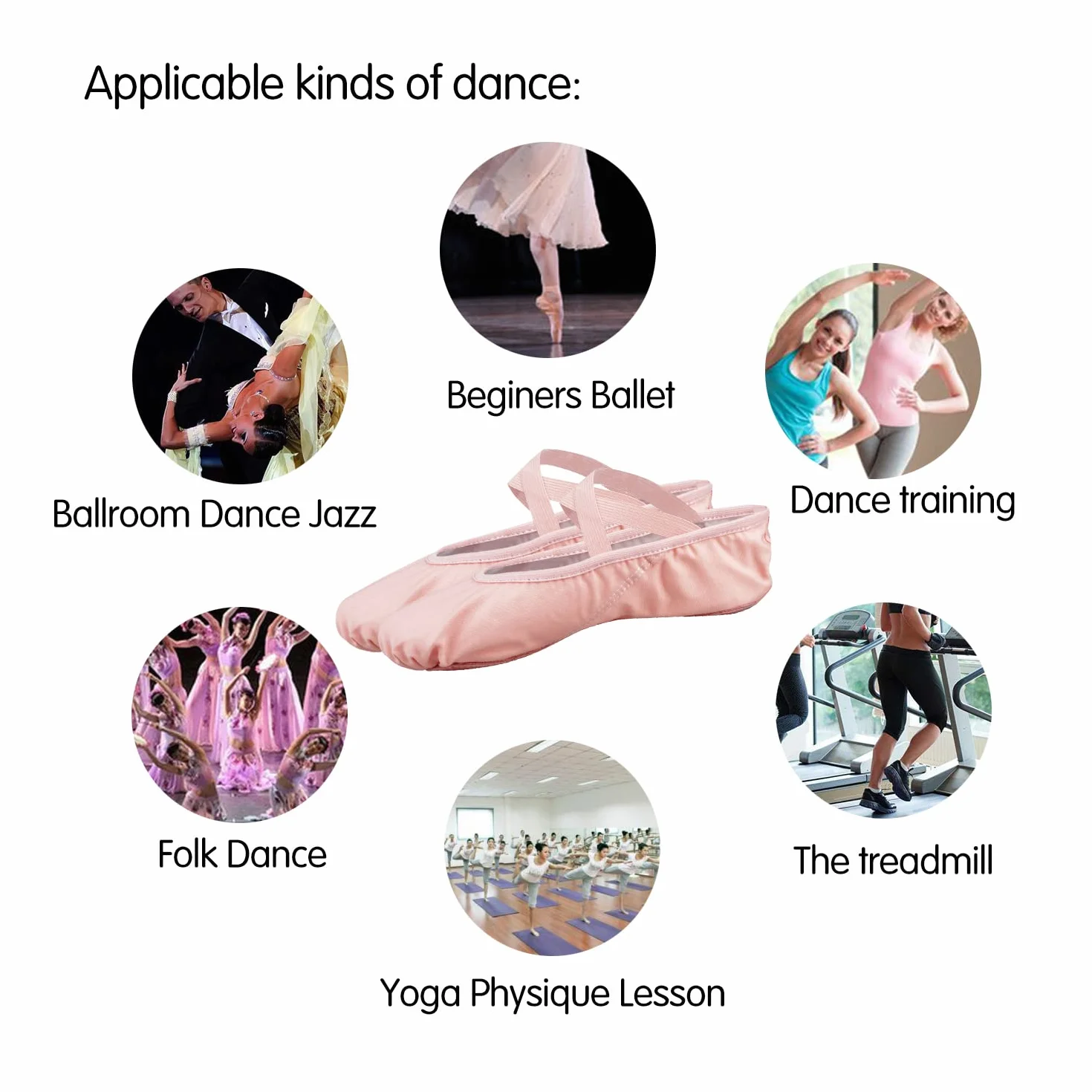Bezioner Scarpe da Danza Tela Mezza Punta Suola Spezzata per Bambini e Adulti