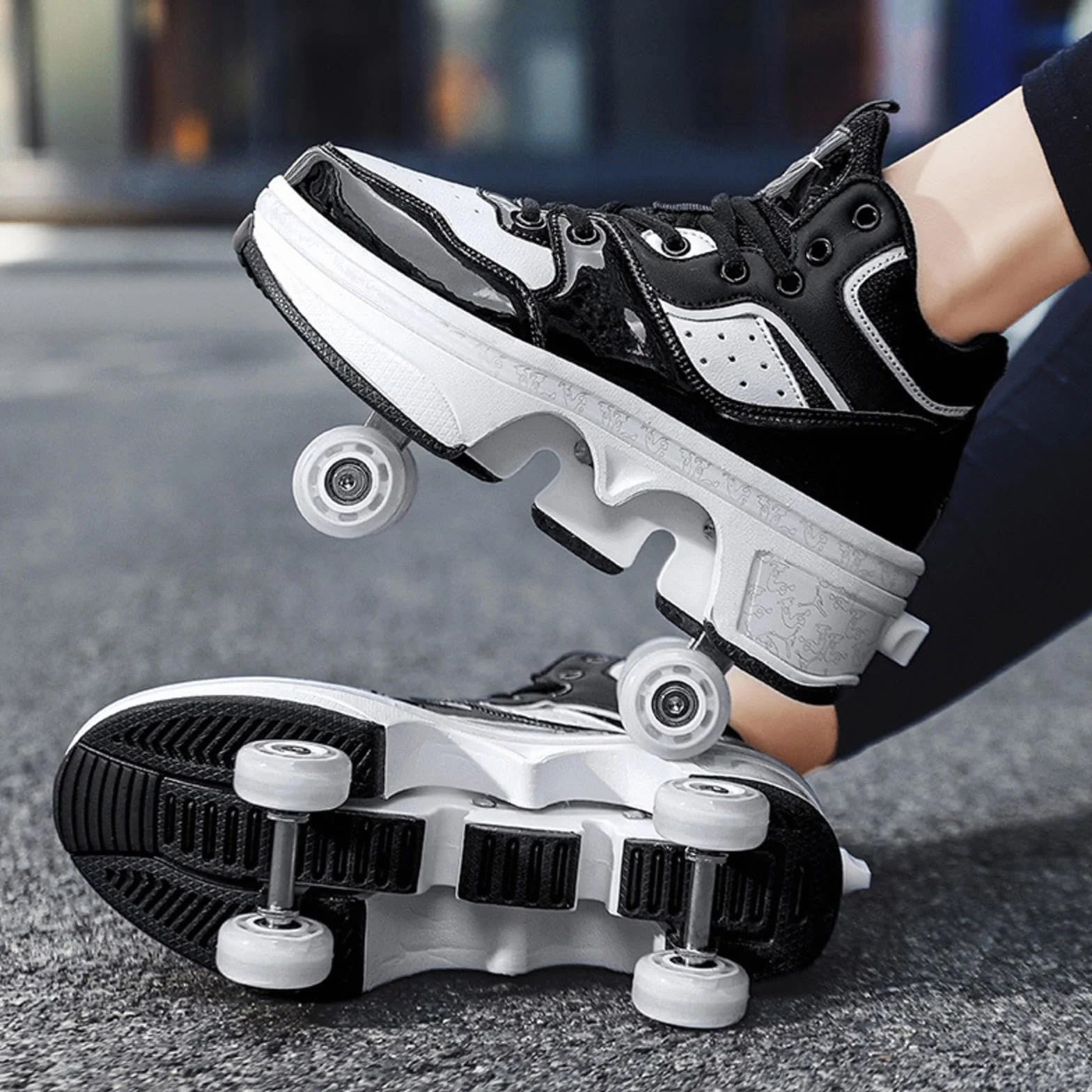 Pattinaggio Roulette Ragazza Sneakers Roller Scarpe da Skateboard con Ruote Sport Ginnastica Moda Multiuso