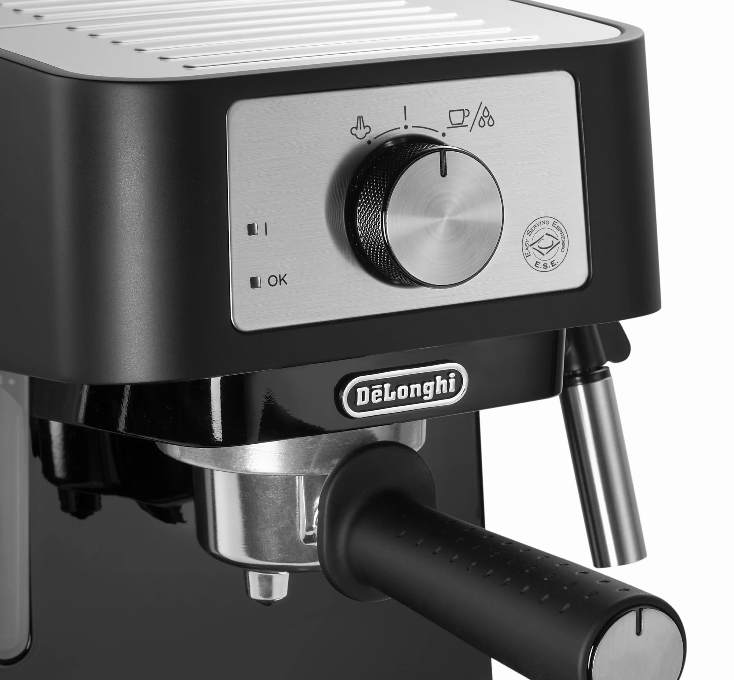 De'Longhi EC260.BK Macchina da Caffè Per Polvere o in Cialde E.S.E., Sistema Latte Manuale, Facile da usare, Serbatoio Estraibile da 1.1 L, Caldaia acciaio inox