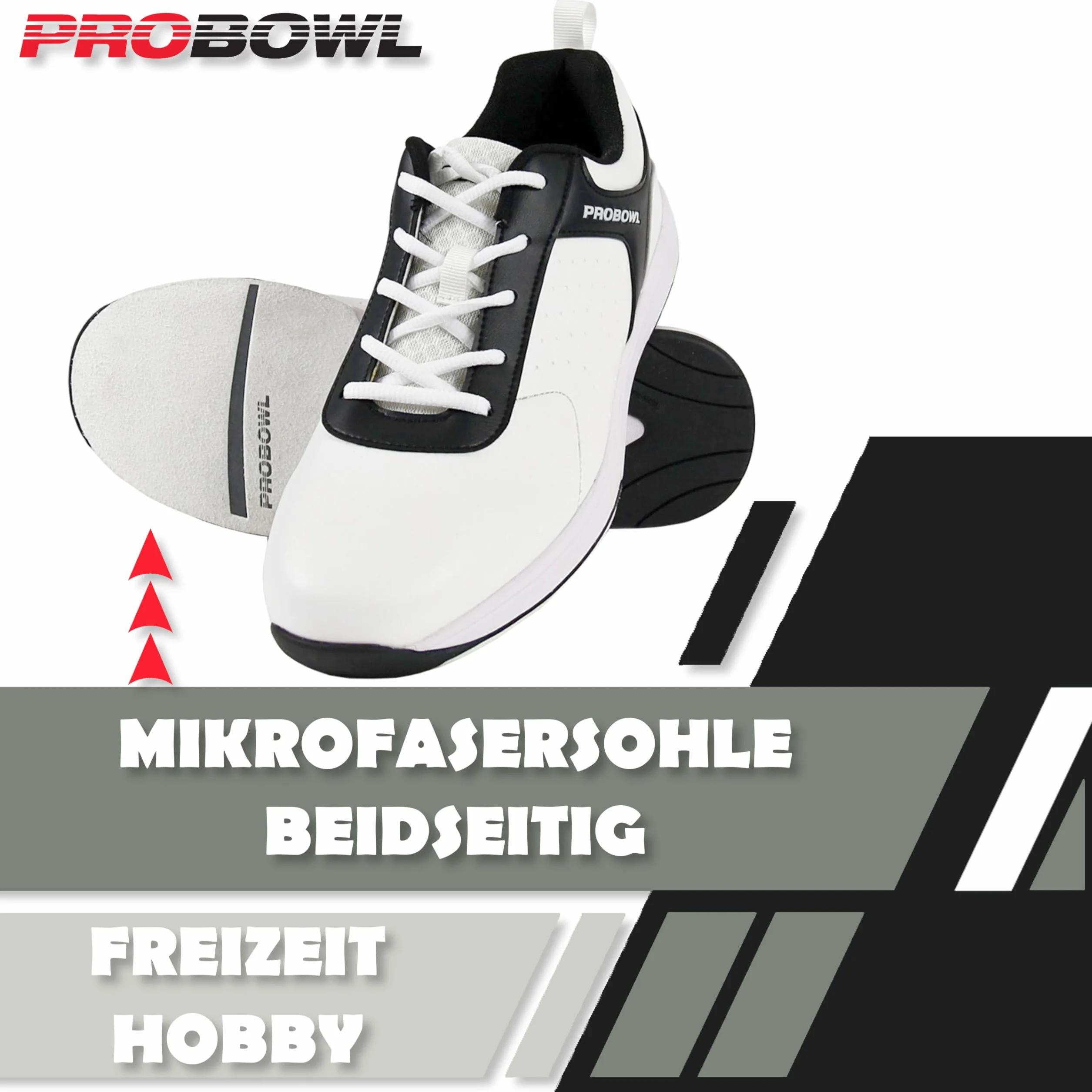 EMAX Scarpe da bowling Uomo Pro Bowl Amuza Bianca Nero