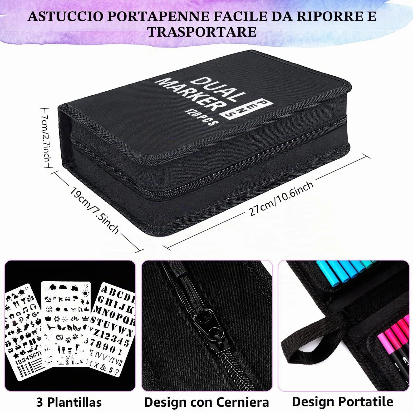 Pennarelli lettering 120 colori, punte pennello e doppia sottile, kit acquerellabili professionali