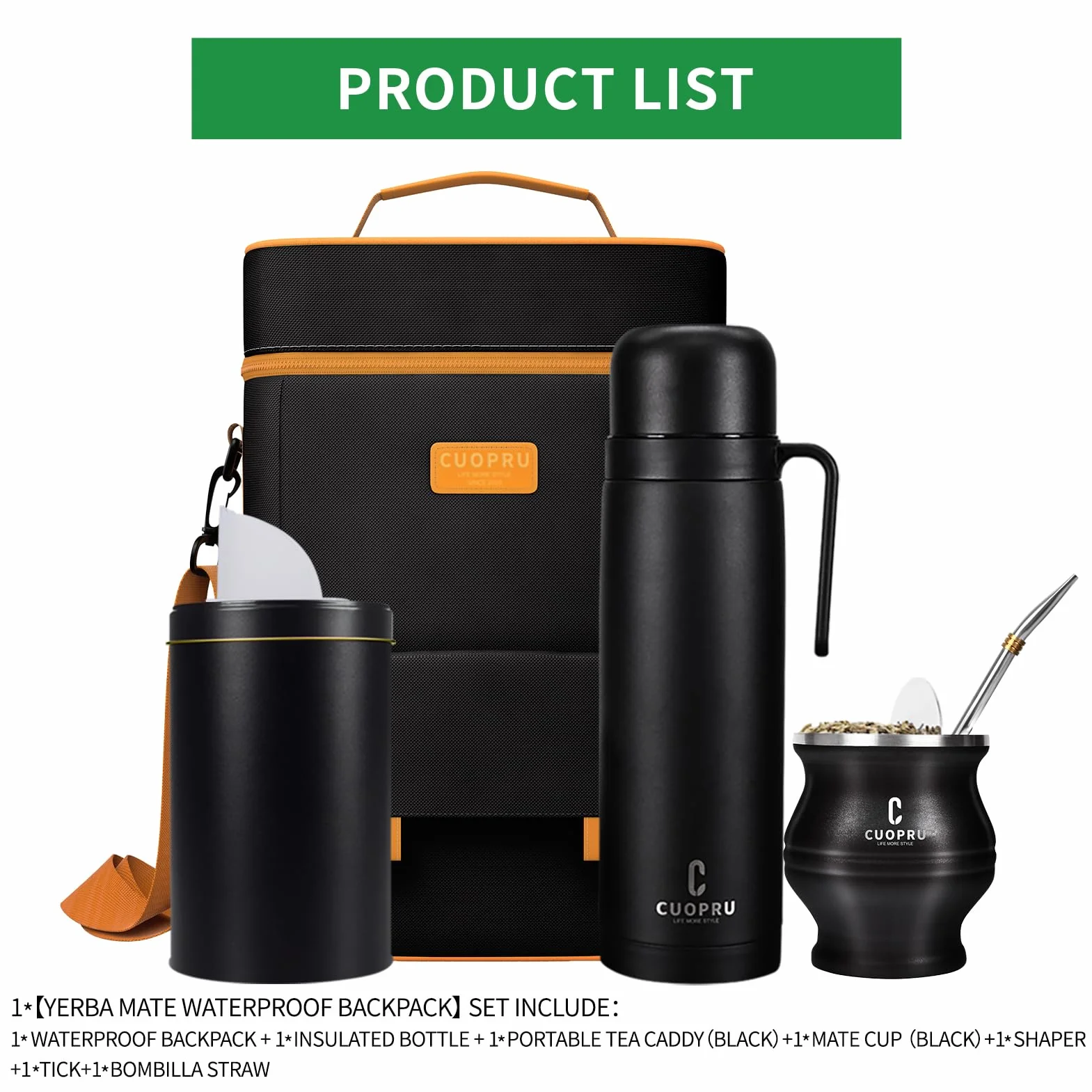 Mate Kit Modern Mate Zucca Matero Yerbero Thermos Bombilla Spazzola Pulizia Set Tazze Yerba Acciaio Inox 304 18/8