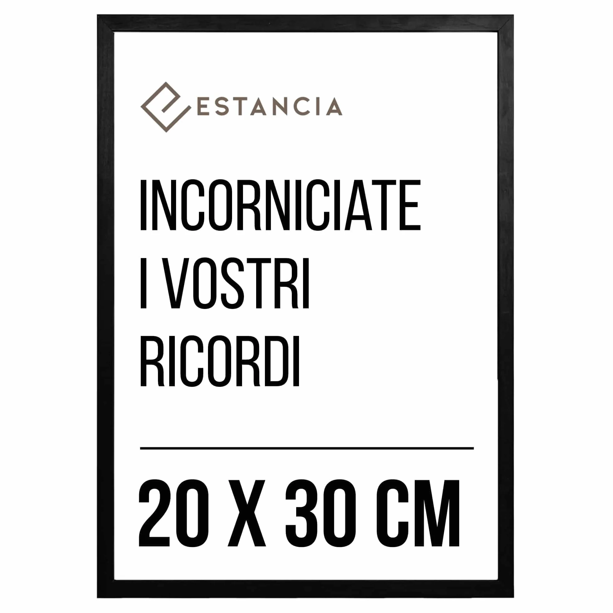 Estancia Cornice Portafoto Nera 20x30 cm Vetro Plexi Infrangibile