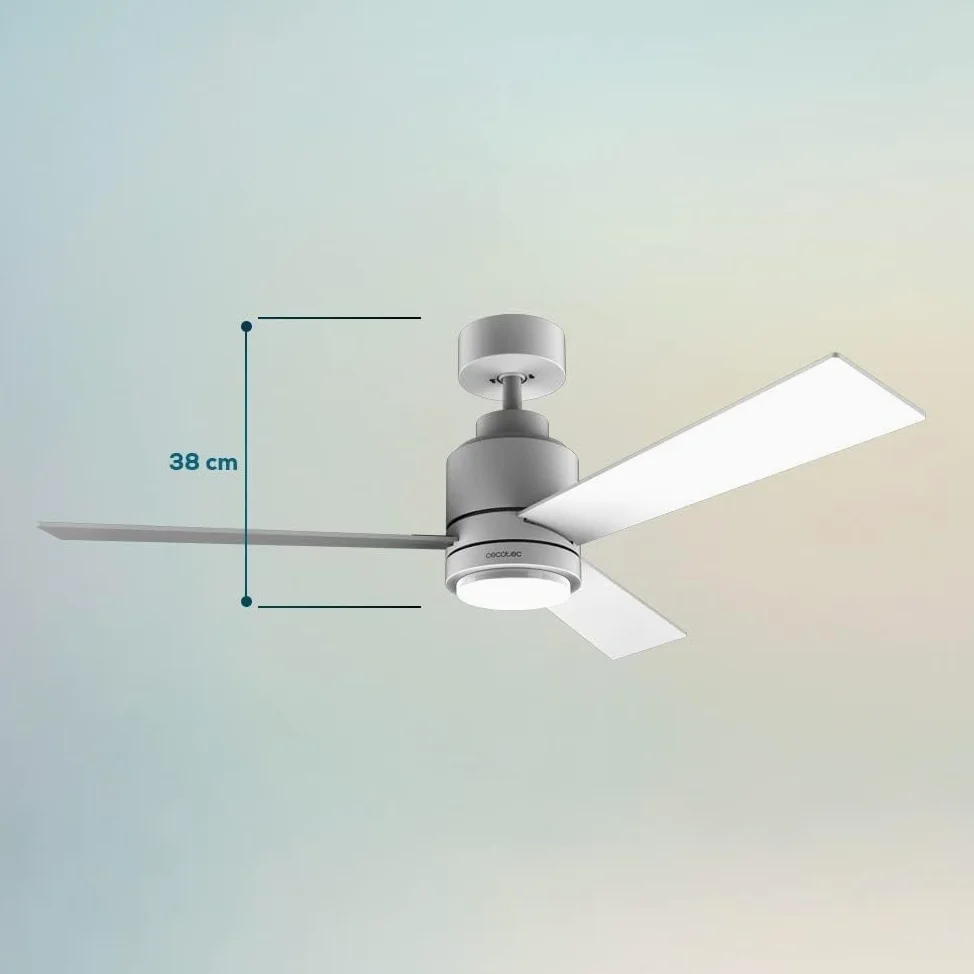 Cecotec Ventilatore da soffitto con luce EnergySilence Aero 4850 Style White. 30 W, diametro 48" con 3 pale, telecomando, motore DC, 6 velocità, modalità Winter-Summer e Natural Breeze