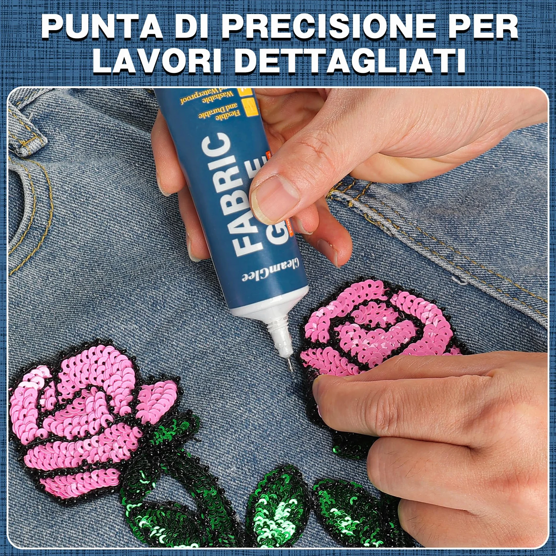Colla per Tessuti 100 ml, Adesivo Tessile Extra Forte Permanente, Trasparente, Confezione da 2