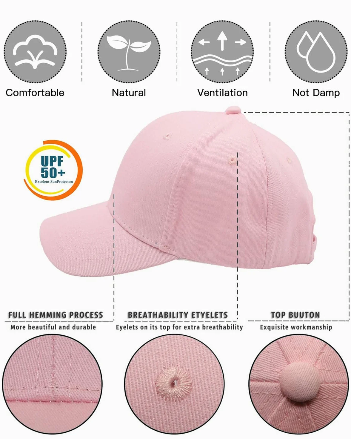 Cappello da Baseball Bambini Visiera Golf Protezione UV Berretto Coda di Cavallo Estate Sole Sport