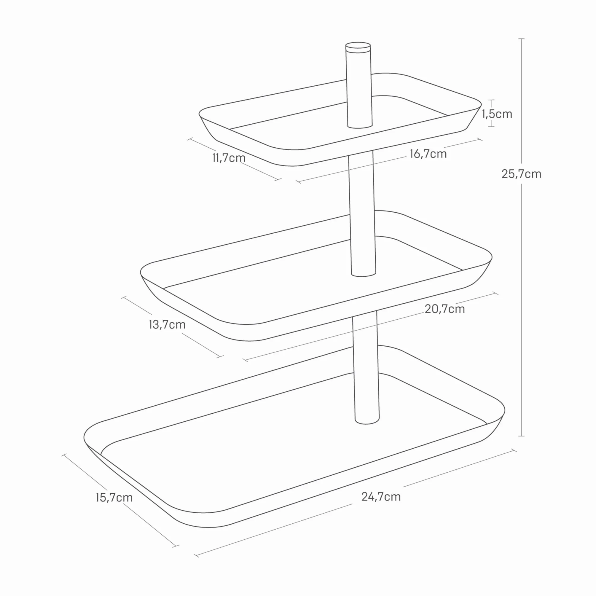Yamazaki 4281 Alzatina per torta TOWER a 3 livelli, nera, acciaio, design minimalista