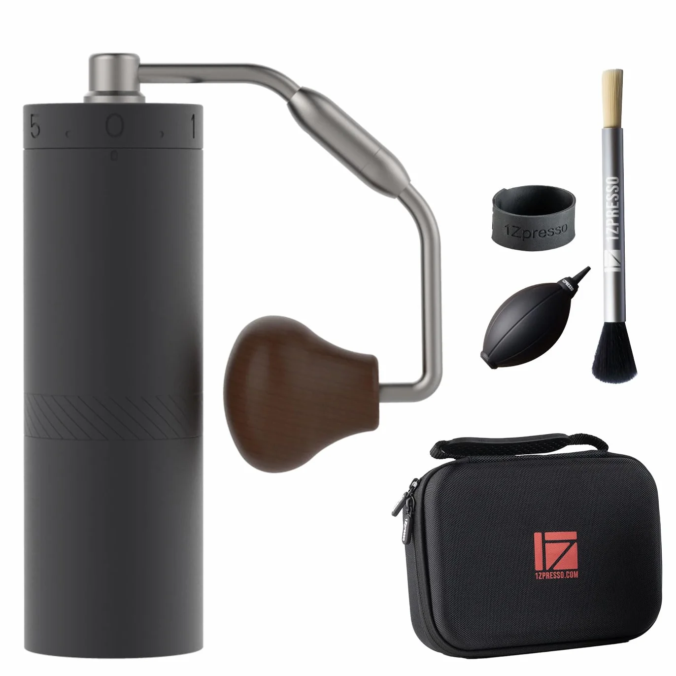 1Zpresso X-Ultra Macinacaffè Manuale Nero, Struttura Robusta in Metallo, Assemblaggio in Acciaio Inox, Regolazione Esterna Numerica, Contenitore, Elevata Efficienza di Macinatura, Macinino Portatile