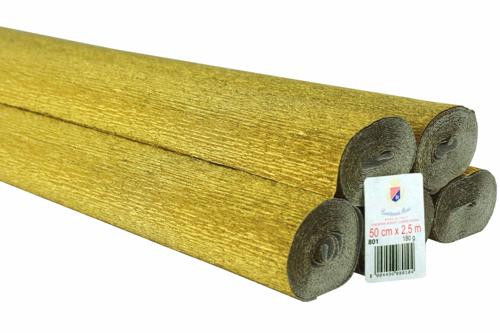 C R Cartotecnica Rossi Carta Crespata Metallizzata Oro Giallo 180g 5 Rotoli