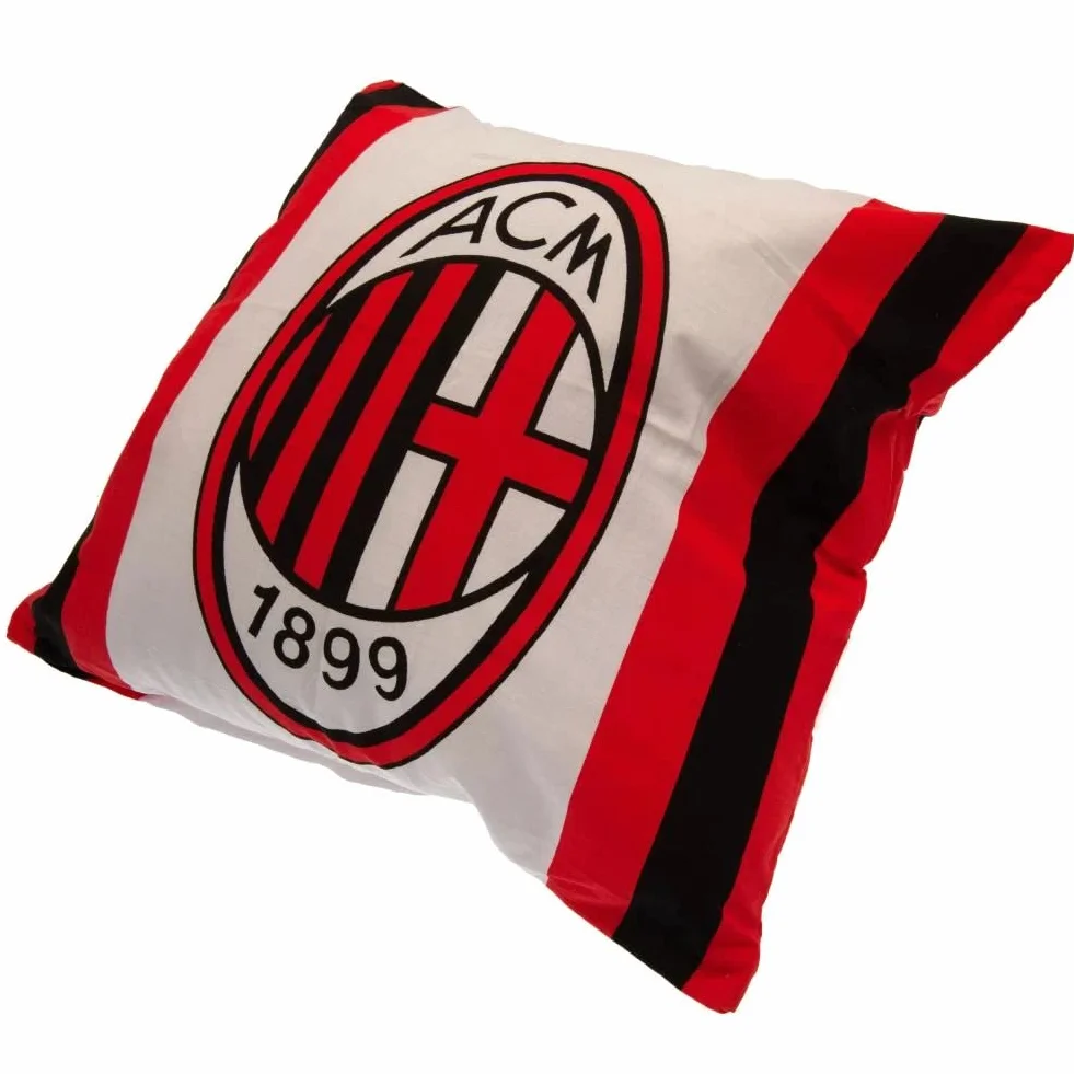 A.C. Milan Poduszka z bawełny 40x40 cm Biała Czerwona Czarna